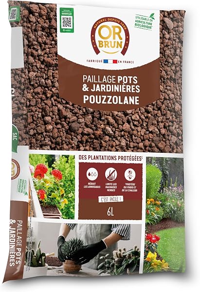 Or Brun Paillage de Pouzzolane 6L Protection des Plantes