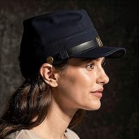 Vista 5 de SZCO Supplies Blue Wool Civil War Replica Kepi Hat with Leather Bill – Authentic Reenactment, Display & Cosplay Cap