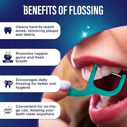 Miniatura 10 de GuruNanda Púas de hilo dental de menta – Hilo sin trituración con púa en ángulo para una eliminación efectiva de la placa – Recomendado por