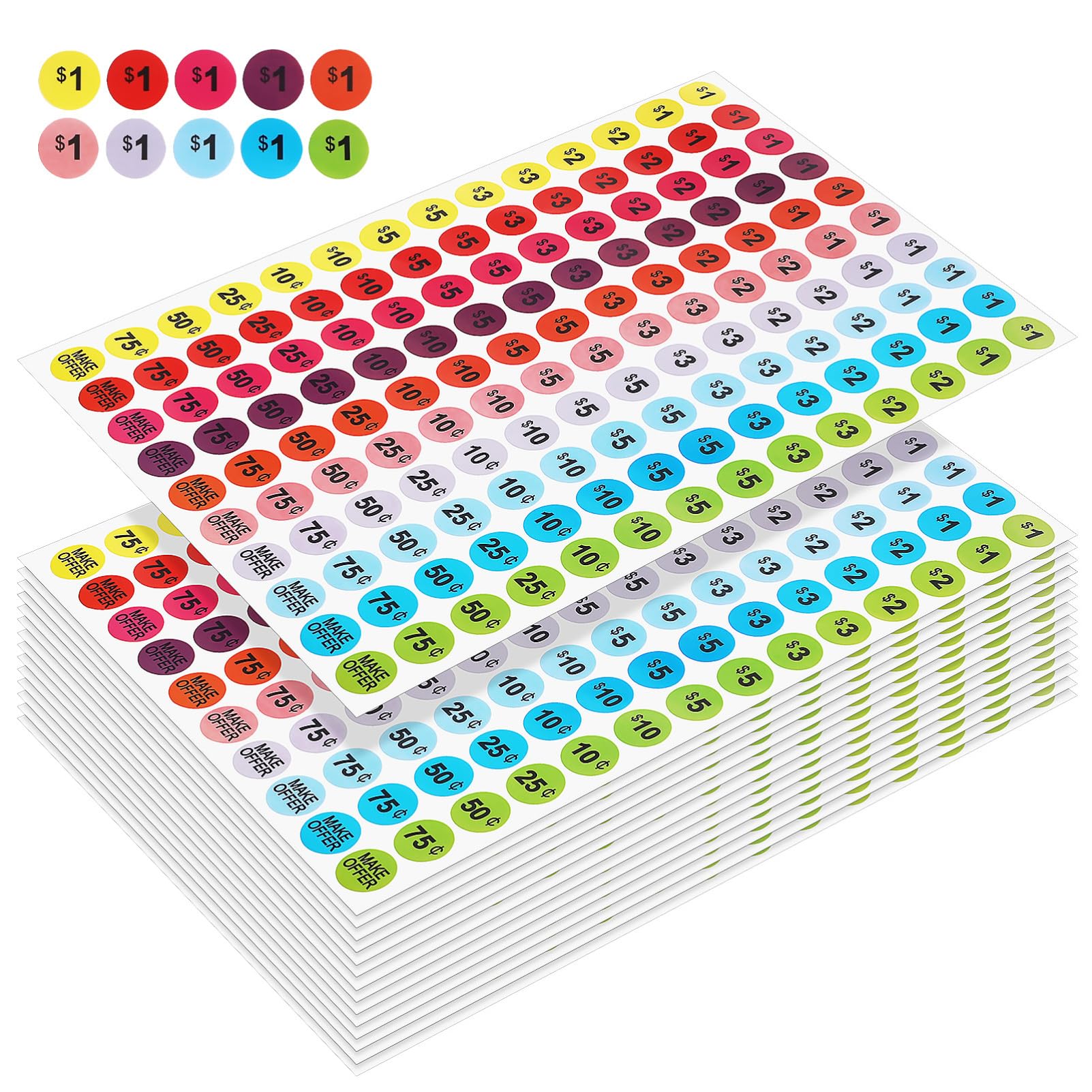 BUTIFULSIC 15 Sheets Product Tag Prices Tags Tag Stickers Pricing Labels for Retail Pricing Label Stickers Number Sticker Circle Stickers Pricing Sign Retail Tags Pricing Stickers Paper