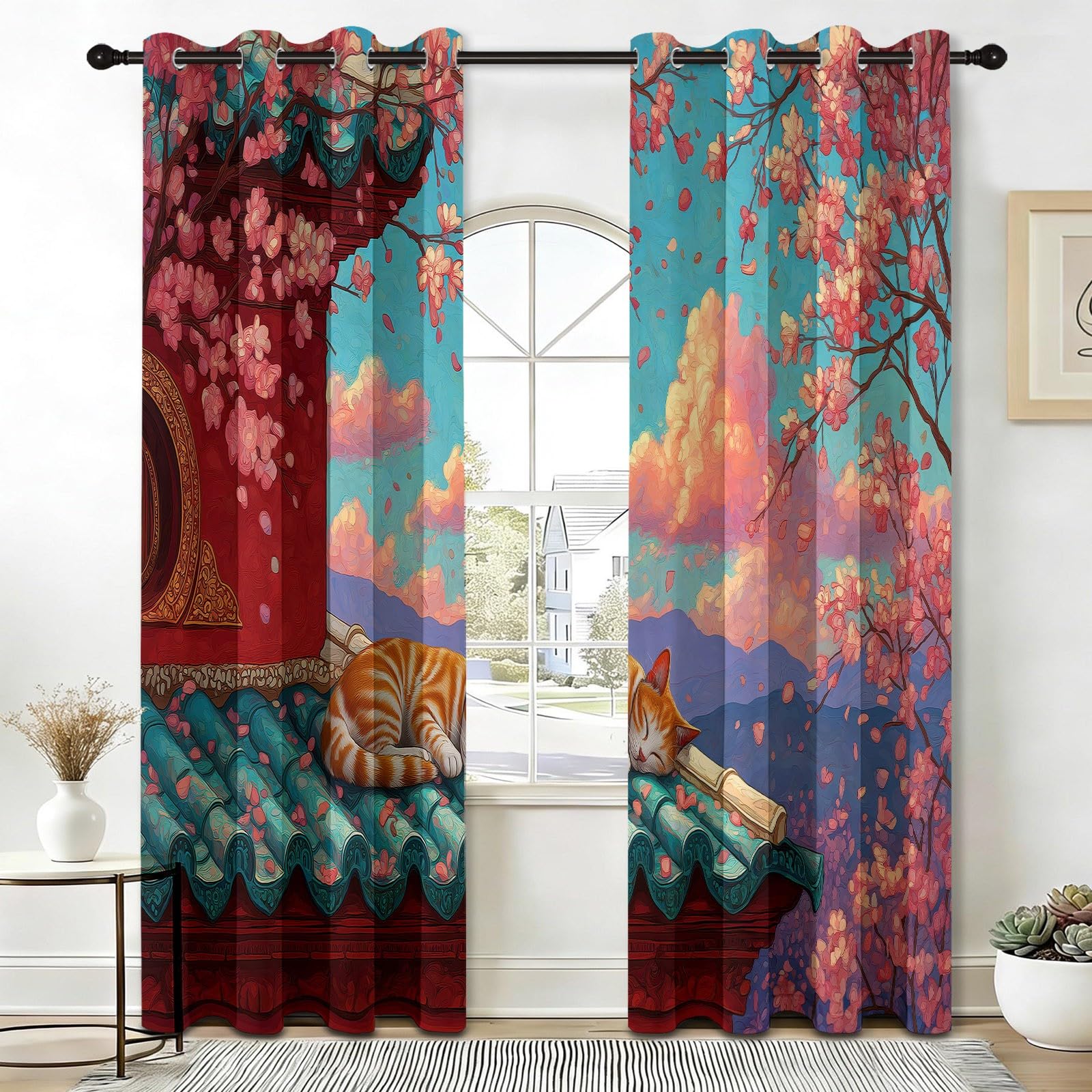 Cortina térmica con ojales, lote de 2 117 x 138 cm, multicolor
