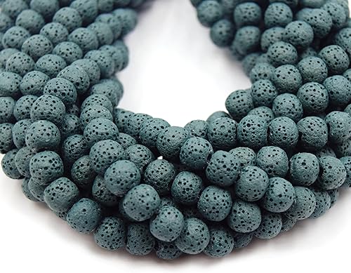 Miniatura 2 de Cuentas de lava  Cuentas difusoras redondas de color verde azulado oscuro  0.551 in