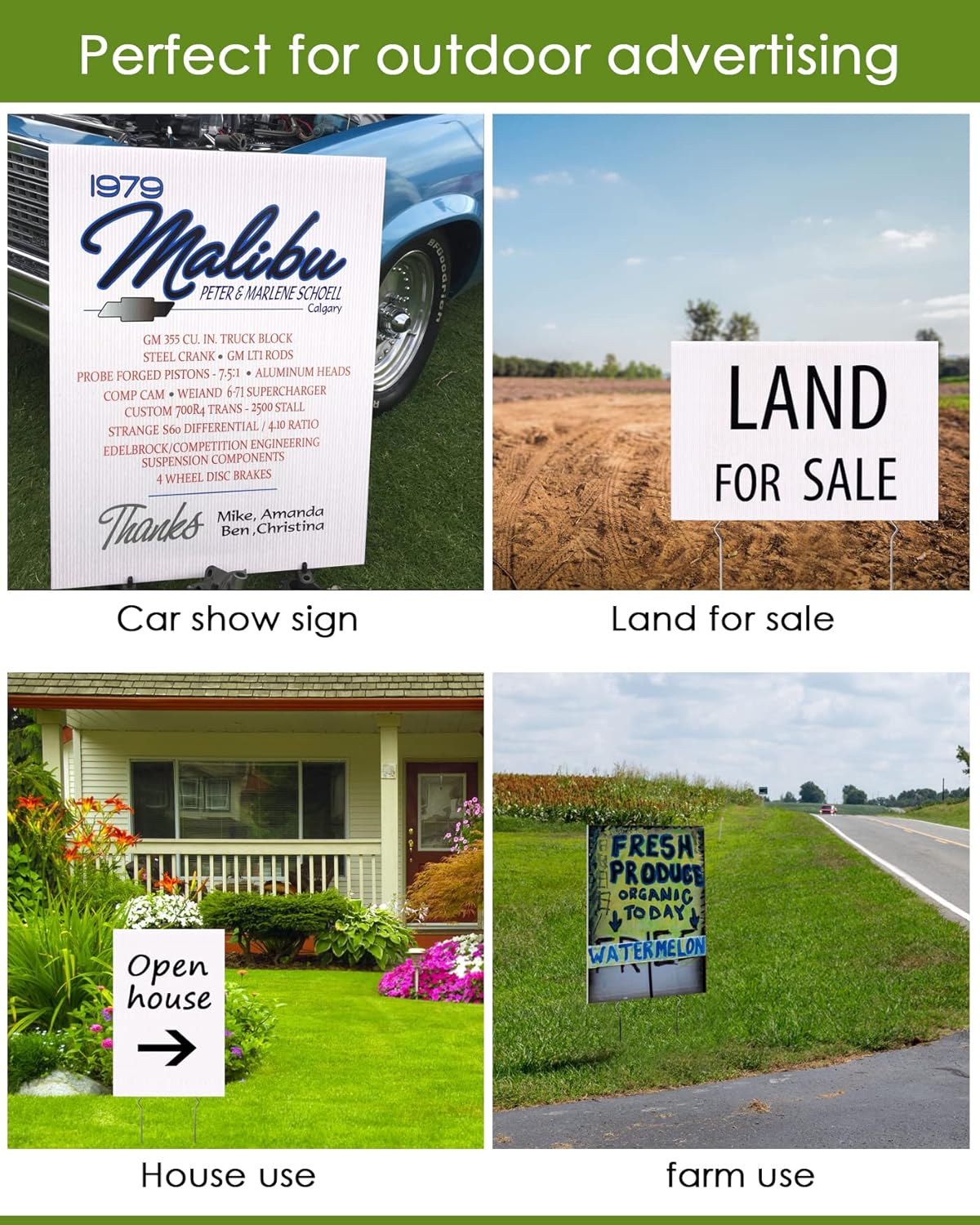 Blank Yard Signs with Stakes, 6 Pack Plain Custom Lawn Signs 17x12 in, Corrugated Plastic Outdoor Sign Double Sided, for Garage Sale Signs Outside, DIY Birthday Party Guidepost, Real Estate Road House : Patio, Lawn & Garden