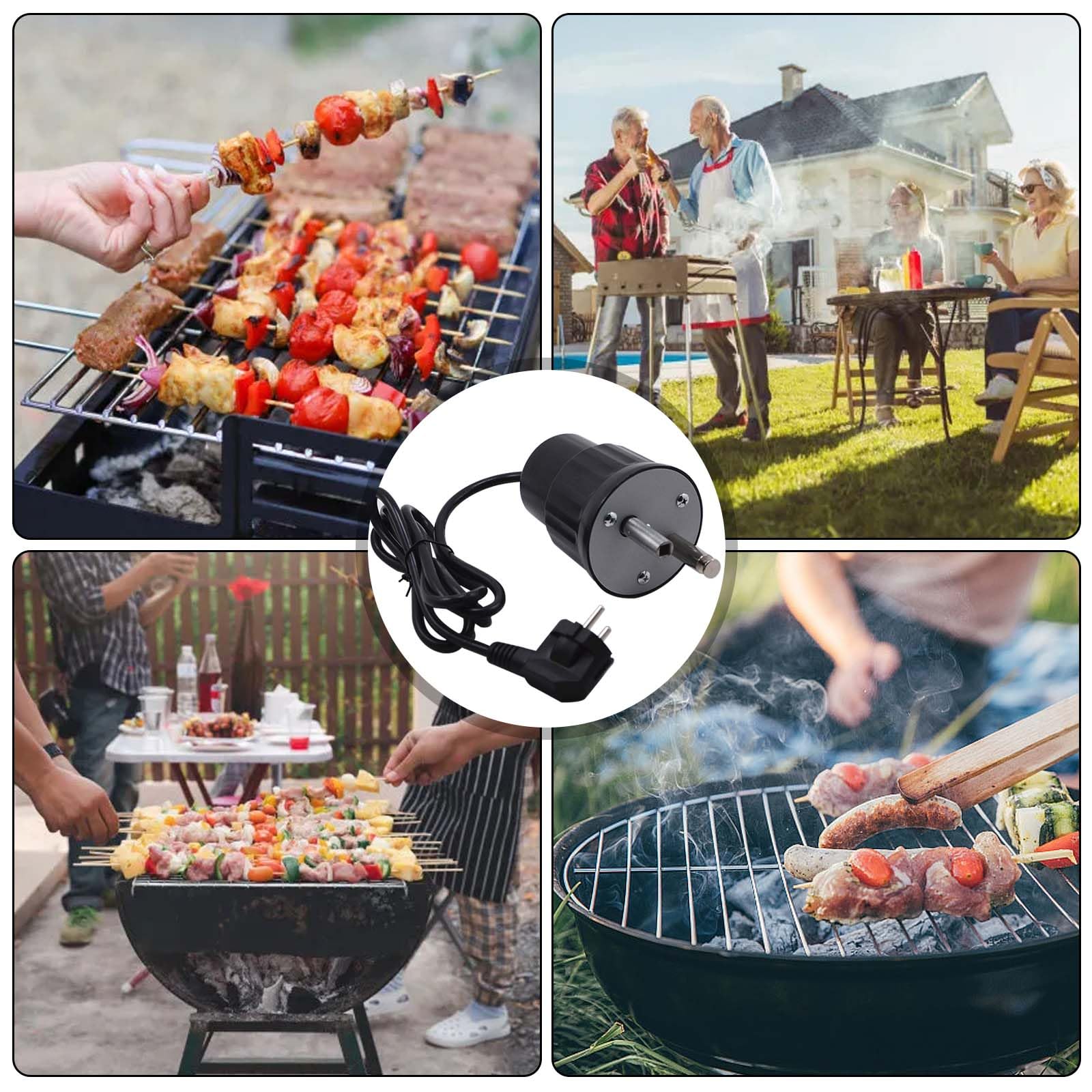 GOMETY Moteur de Gril, Moteur électrique pour Barbecue, Moteur Rotatif pour Barbecue extérieur, 220 V-240 V CC, pour rôtisserie, rôtissoire, tournebroche, Accessoires pour Grils électriques
