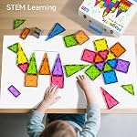 100-Piece Premium Magnetic Tiles Set with Luxury Metal Case, Jumbo Magnetic Building Blocks for Kids Ages 3-5 4-8, STEM Educational Toys, Montessori Sensory Toys, Ideal Gift for Toddler Boys & Girls