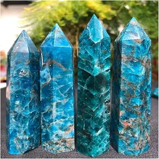 IINKUEYK Lleno de Textura Varita de de Torre de Piedra de Cristal de Punto de apatita Azul Natural for decoración del hogar 60-90mm (Color : One Size, Size : 70-80mm)