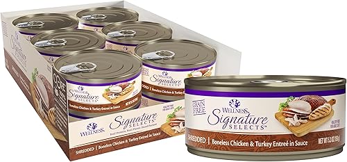 Miniatura 9 de Wellness CORE Signature Selects Alimento enlatado sin granos, atún saltador en escamas y salmón silvestre en caldo, 5.3 onzas (paquete de 12)