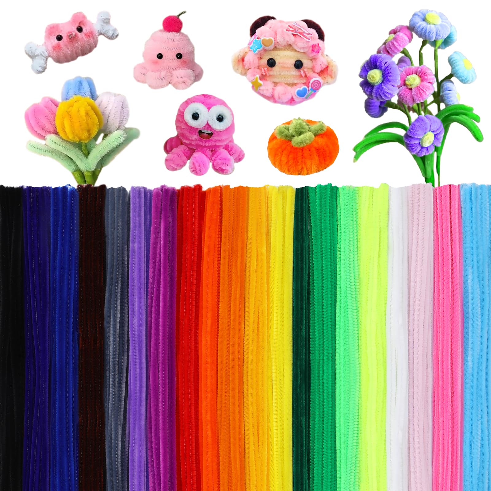 Deudy 200 Stück Pfeifenputzer Zum Basteln - 30 cm lang Pfeifenreiniger Bunt, Pipe Cleaners für Basteln Diy, Biegsamer Draht – behält auch nach mehrmaligem Biegen seine Form(20 Farbe)
