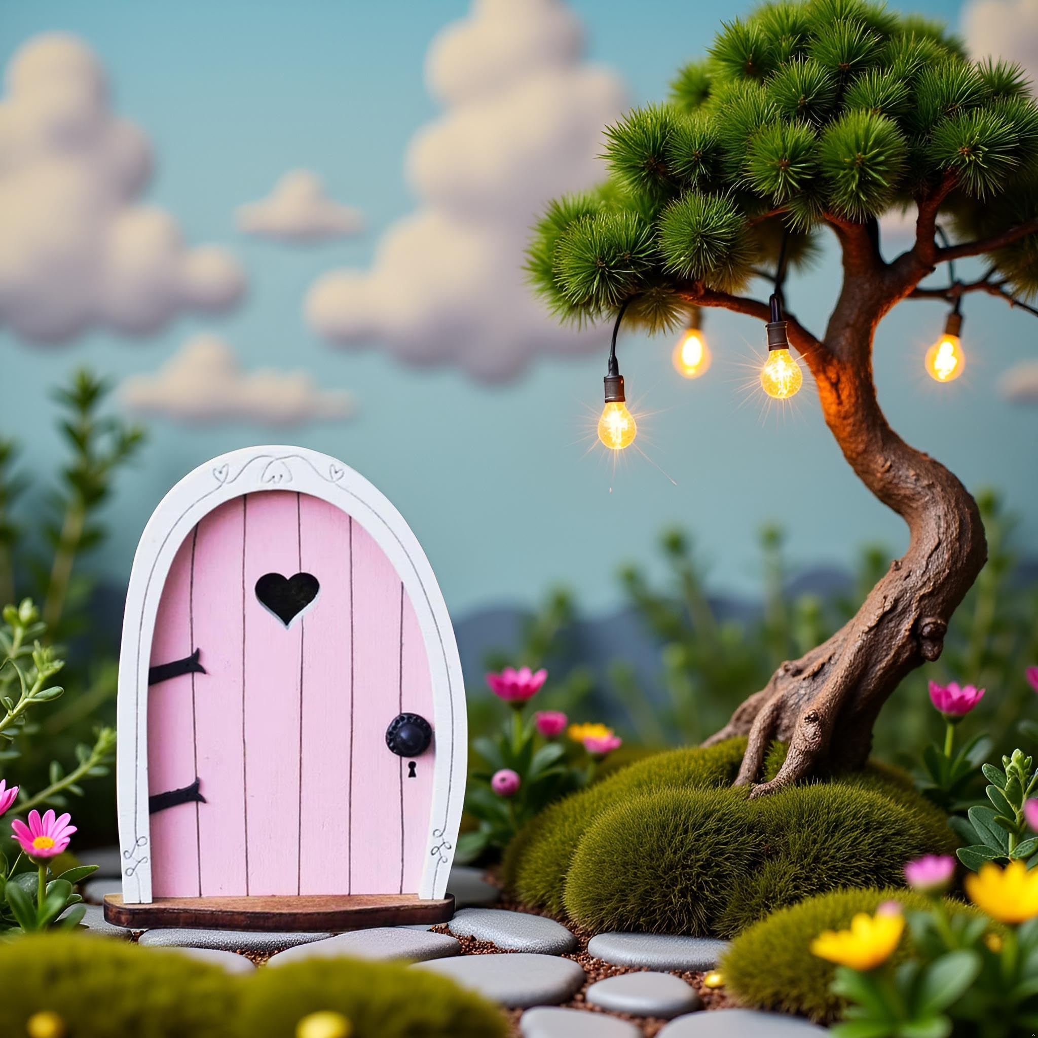 Amazon.com: Jinshining Pink Streak Mini Fairy Garden Door for Tree