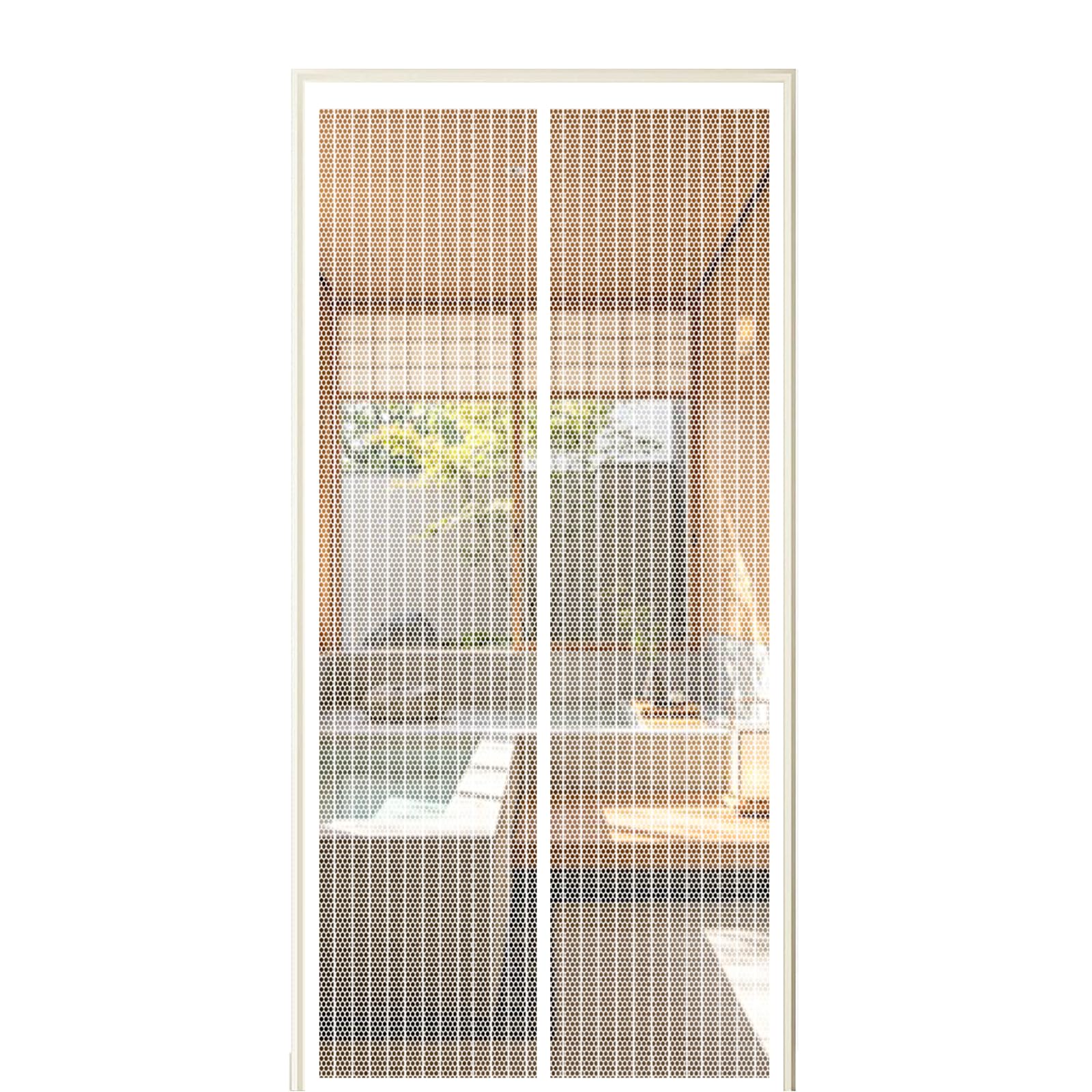 Screen Door 60 x 230 cm Self Sealing Powerful Magnets Patio Curtain Insect Mesh with Powerful Magnets & Full Frame Magic Tape Suitable for Patio Doors Balcony Bedroom, White
