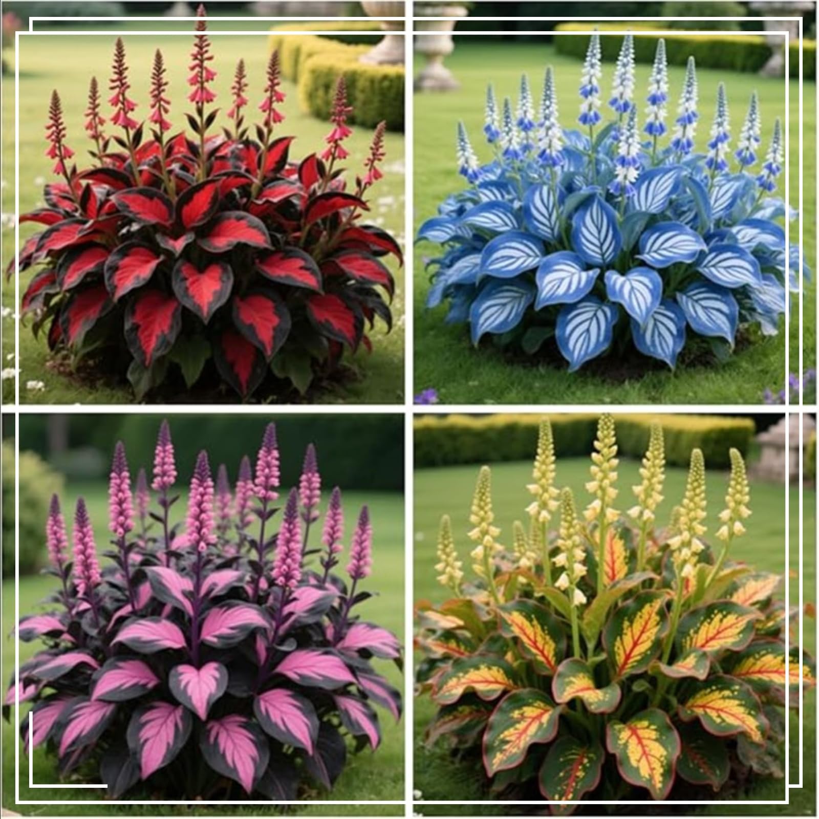 Striking Hosta Bulbs Mix for Planting Now UK/Stunning Ornamentals,Potted-Plants-Rhizome,Midnight Blue Butterfly Flowers,Cold-Tolerant/Perennial,Excellent Display,Garden.-6Bulbs-D