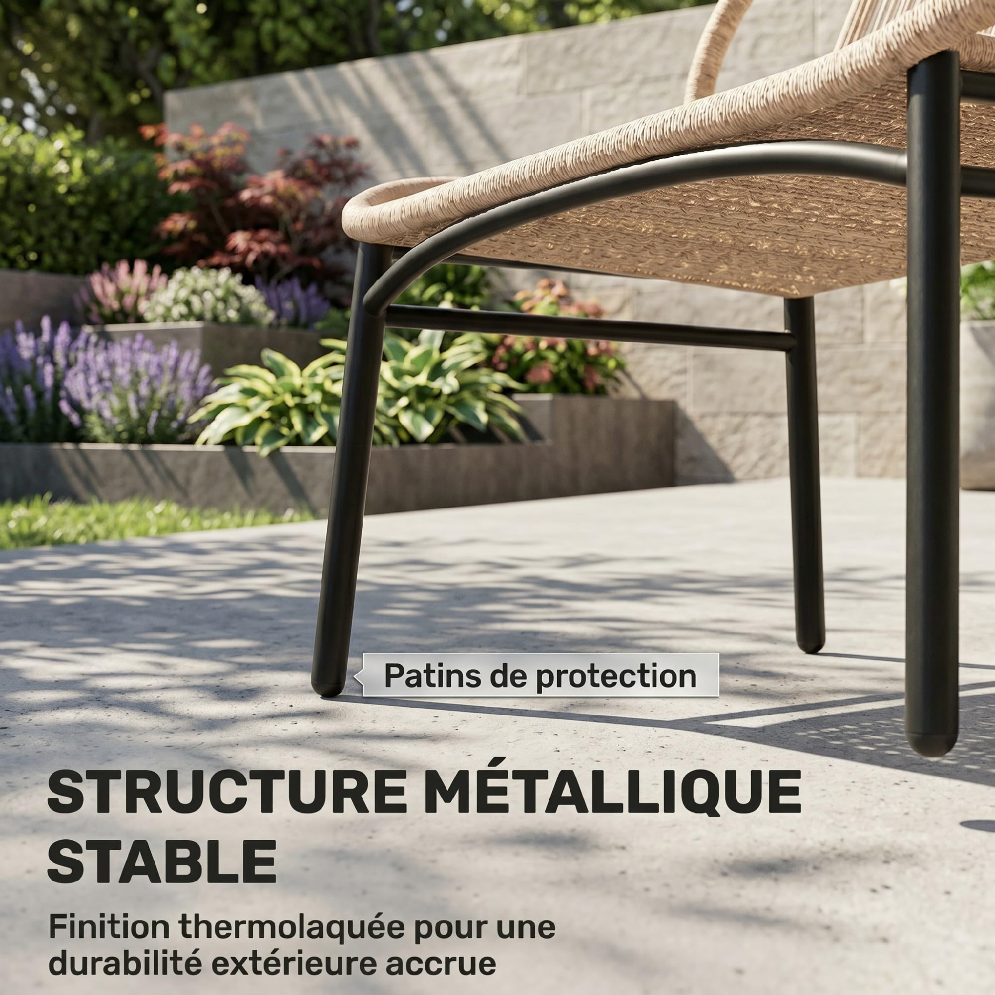 Outsunny Banc de Jardin 2 Places en Résine Tressée 138x62x83cm Naturel