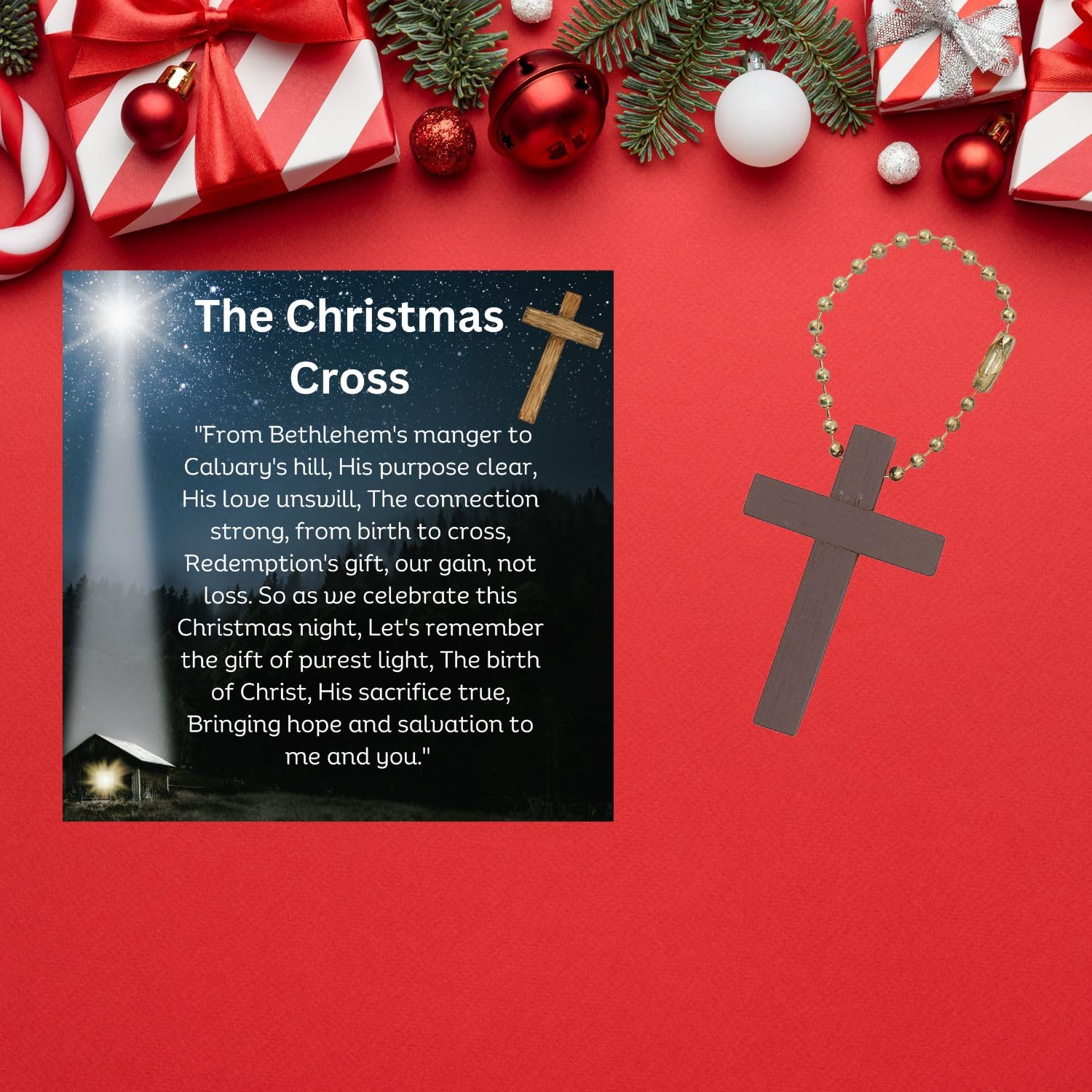 amazon-com-set-of-12-the-christmas-cross-poem-greeting-cards-with-cross-ornaments-keychains-church-handouts-religious-bulk-gifts-christian-party-favors-from-bethlehem-s-manger-to-calvary-s-hill-office-products