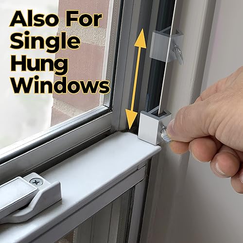 Miniatura 12 de Cerraduras de ventana, paquete de 10 para ventanas verticales y horizontales, cerraduras de ventana deslizantes, tapones de aluminio ajustables