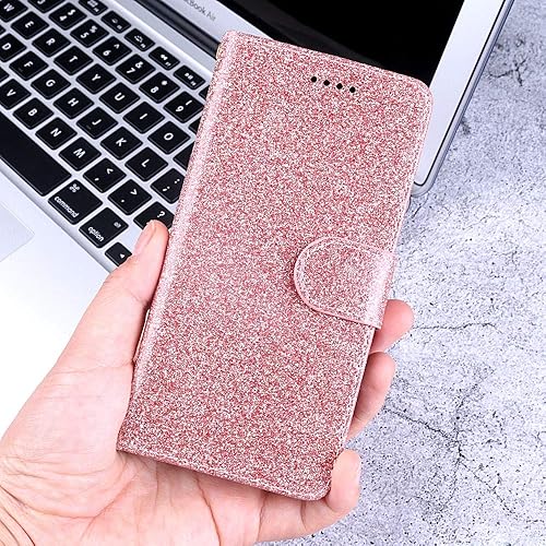 Miniatura 8 de Funda con purpurina para Oneplus 8 con protector de pantalla de vidrio templado y ranura para tarjetero con función atril de cuerpo completo
