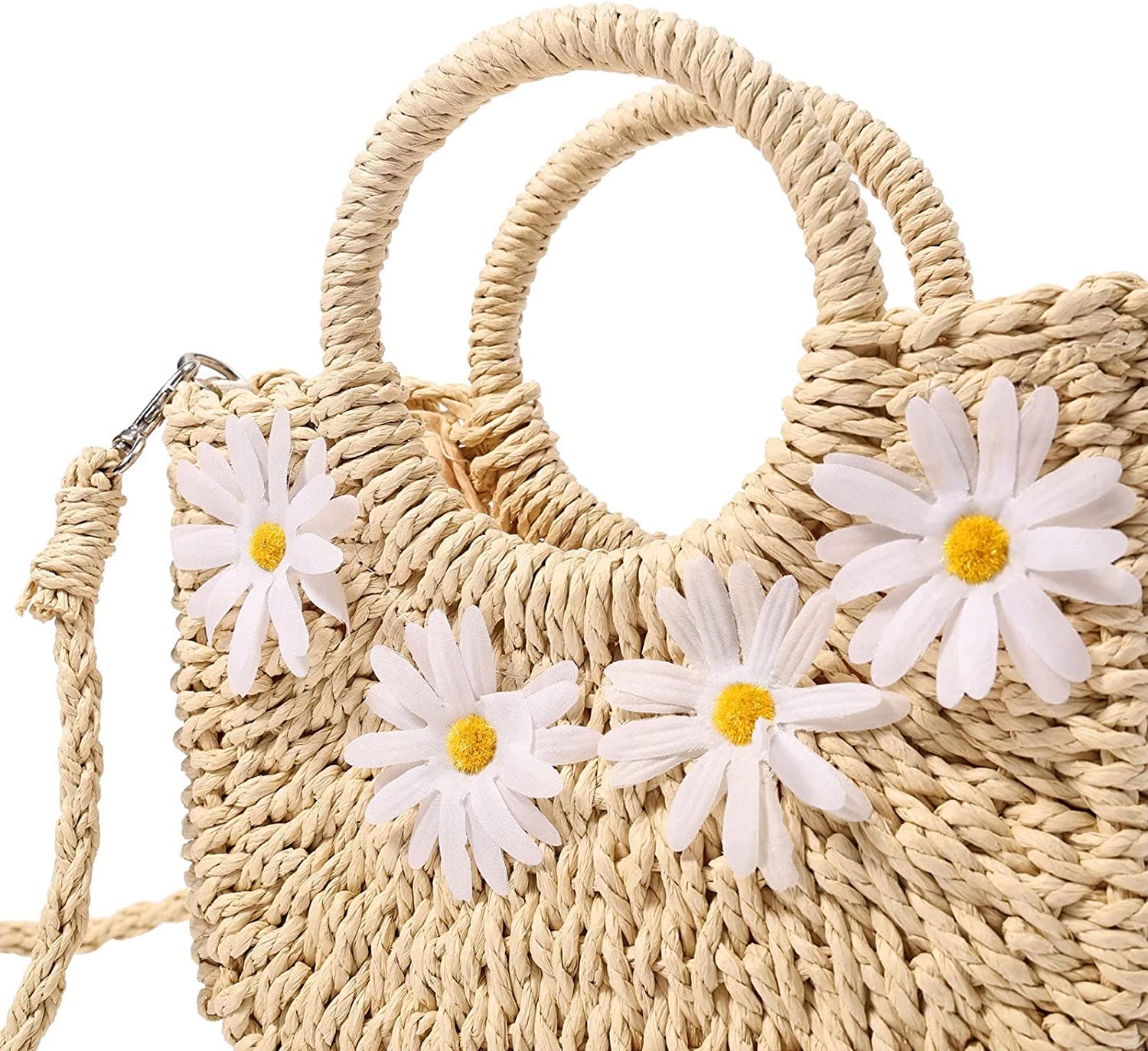 Korbtaschen Damen Straw Woven Handbag Women Crossbody Bag Shoulder Woven Beach Bag Sommer Strand Geldbörse(Color:B)