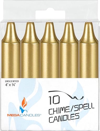 Miniatura 3 de Mega Candles 10 mini velas cónicas doradas sin perfume, 4 pulgadas de alto x 34 pulgadas de diámetro, campanadas supremas, encanto, rituales,