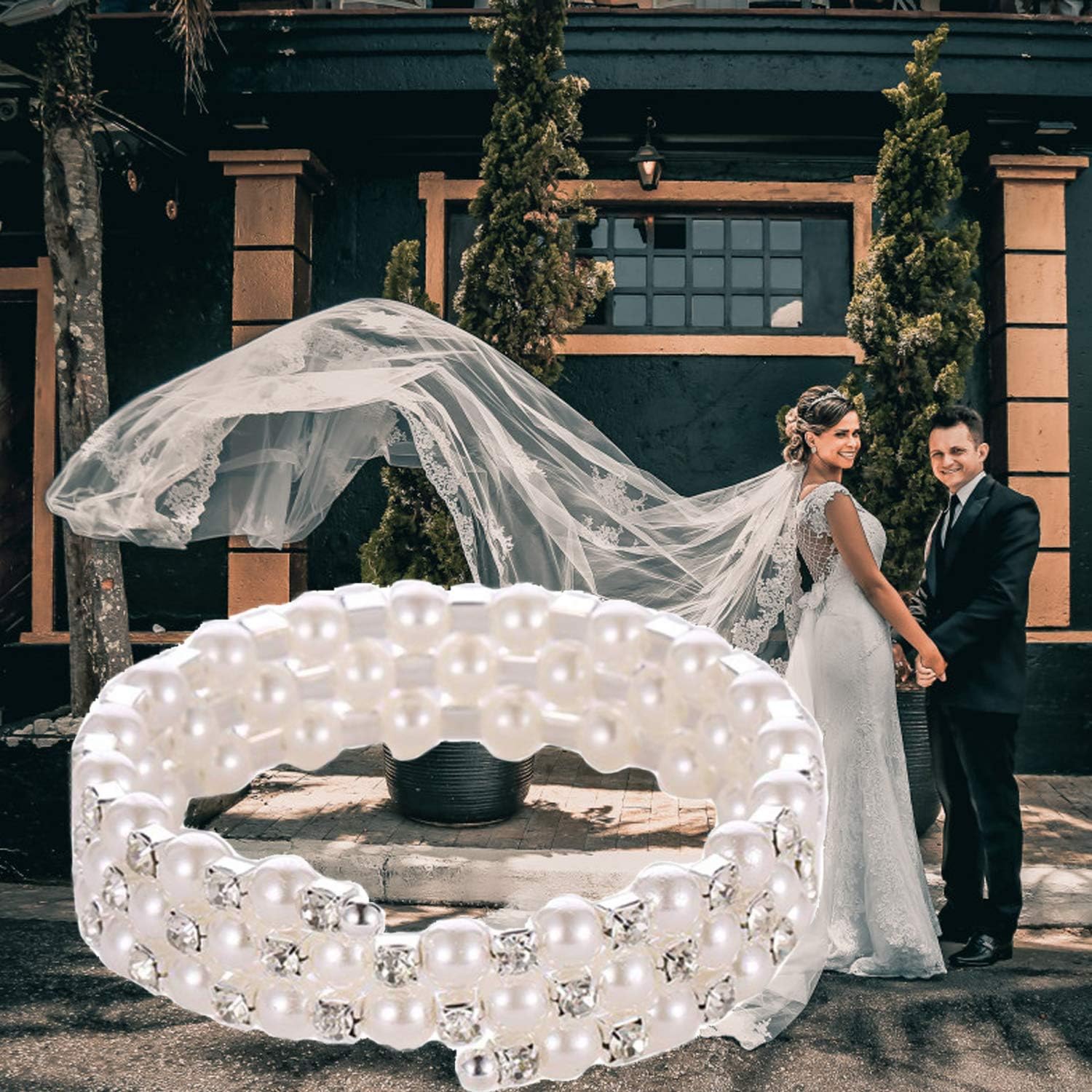 MYOSPARK Multi Layers Pearl Rhinestone bracelet Cuff Wrap Bangle Wedding Jewelry Gift For Bridal Mother Bridesmaid - Image 7