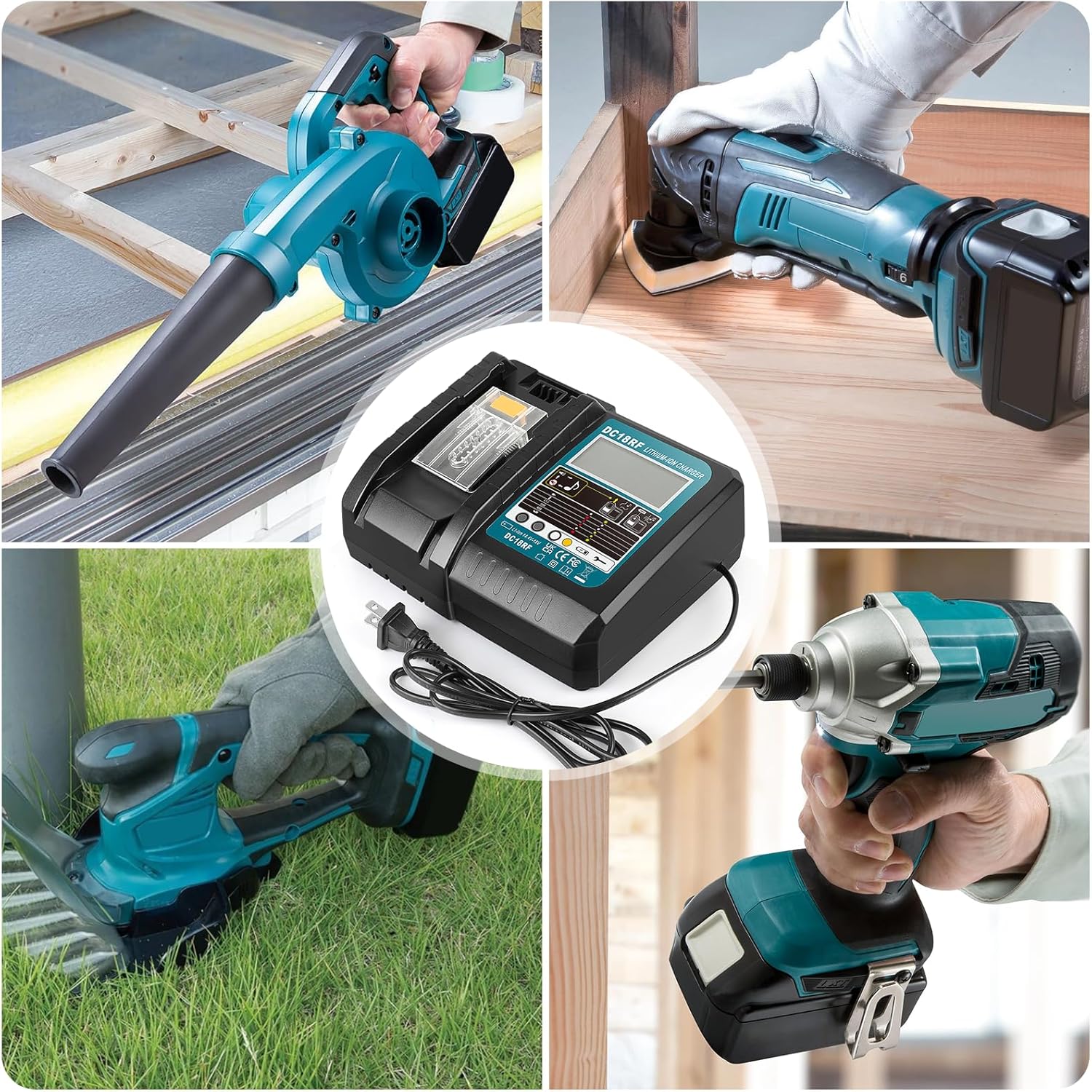 DC18RF 14.4V/18V Rapid Charger with LCD Display for Makita 18V Battery, Compatible with Makita 14.4V-18V Battery BL1850B BL1860B BL1830B BL1840B BL1820B & Charger DC18RD DC18SF DC18RT - Image 7