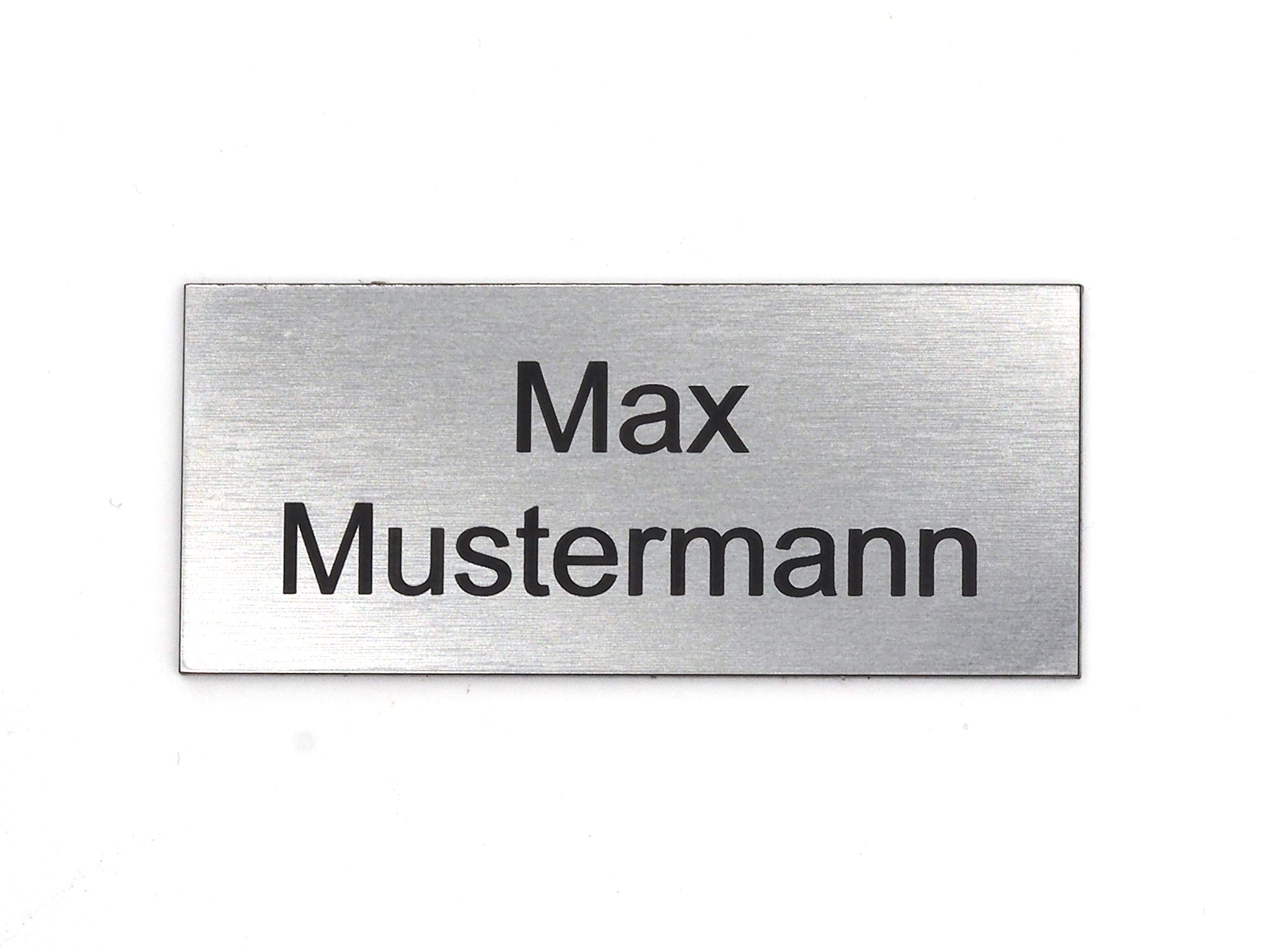 Gravurheim Letter Box Plaque, Door Plaque, Personalised Engraving, Self-Adhesive, Made of Plastic in Many Colours and Sizes (8 x 3.5 cm Rectangle, Silver and Black)