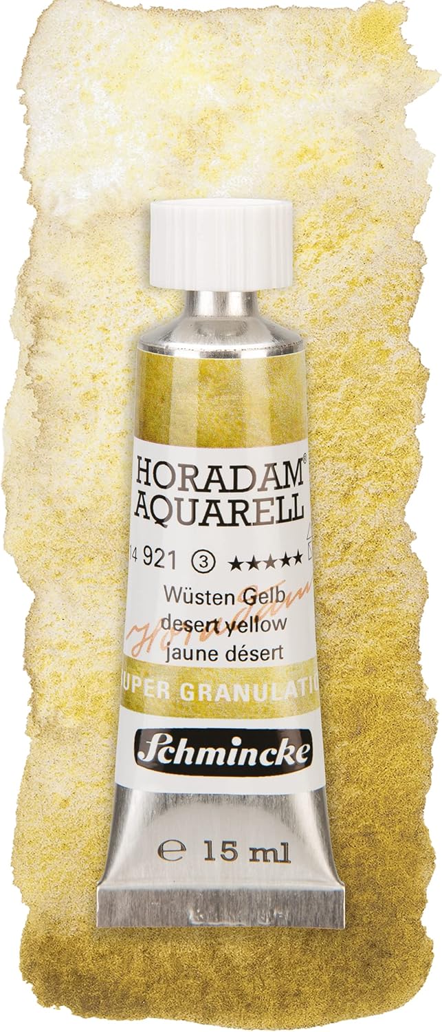 Schmincke - HORADAM® AQUARELL, Super Granulation, 14 921 006 Desert Yellow, 15 ml tube, very strong granulating colors, finest, super-granulating watercolors