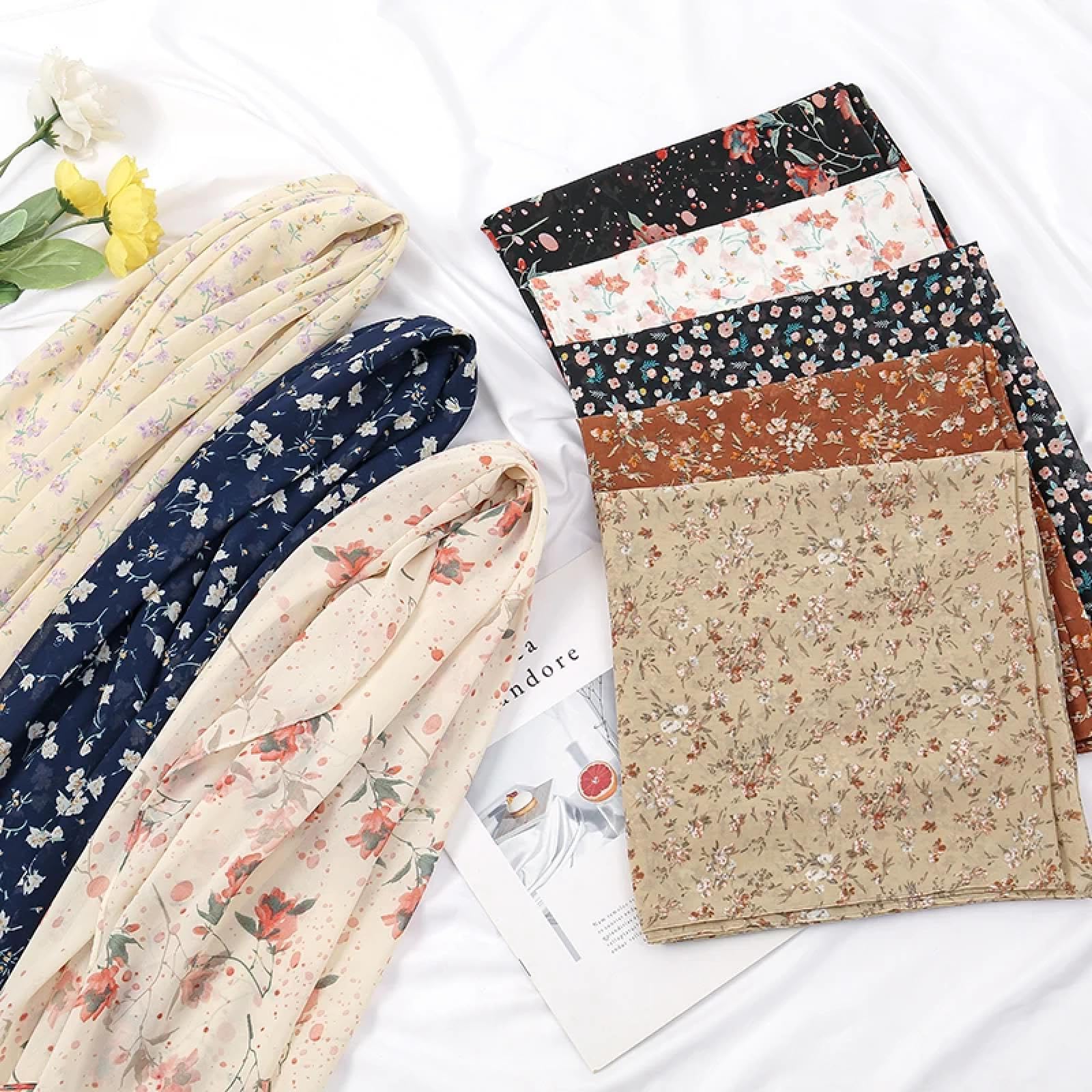 Schals Tücher Halstuch Scarf Weiblicher Chiffon-Plissee-Bedruckter Quadratischer Schal Malediven 30 Farben Foulard Turban Moslemischer Hijab Für Frauen