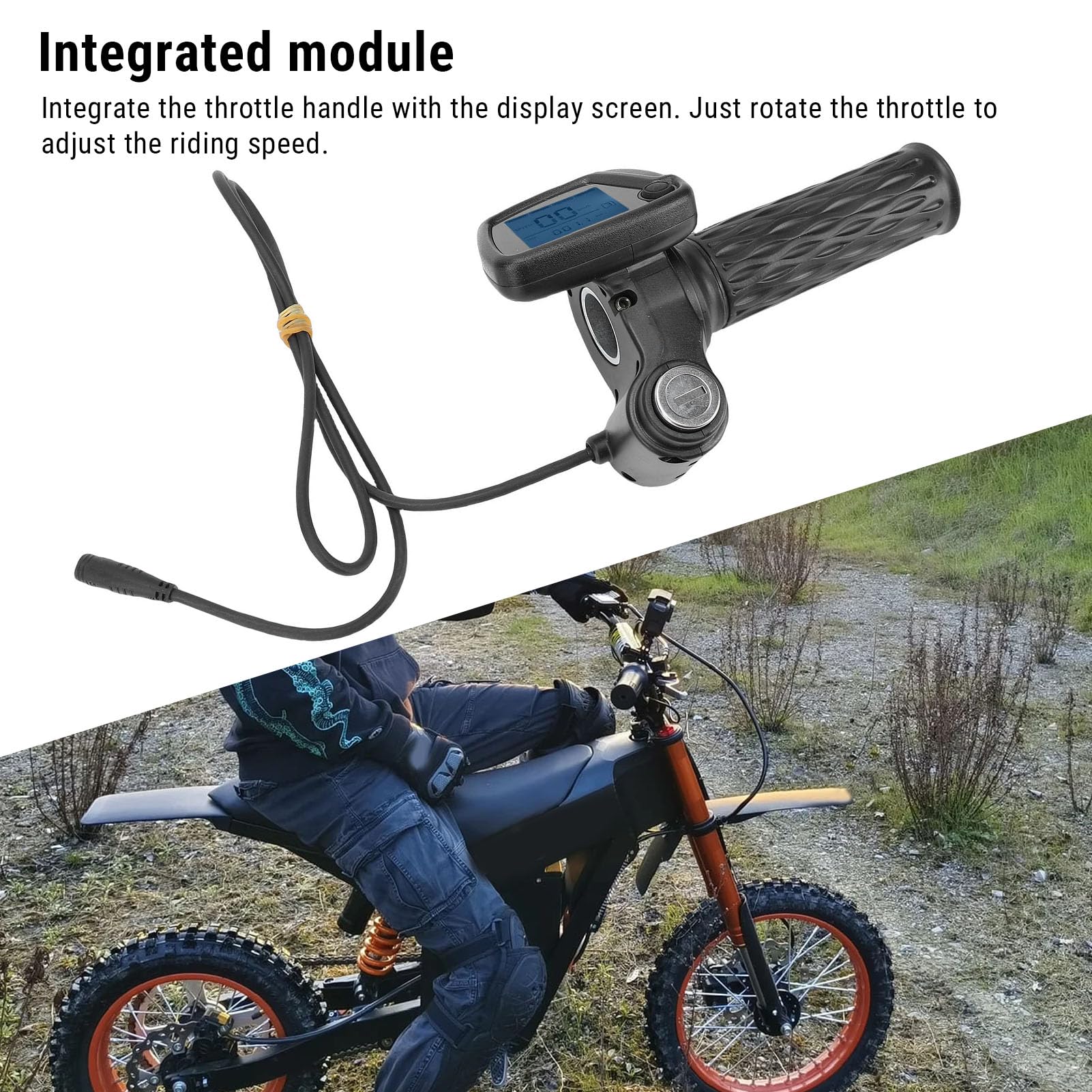 Akozon Gashebel mit Integriertem Display, LCD-Ersatzdrehgas für Elektro-Dirtbike Tuttio Soleil 01 Kugoo Wish 01