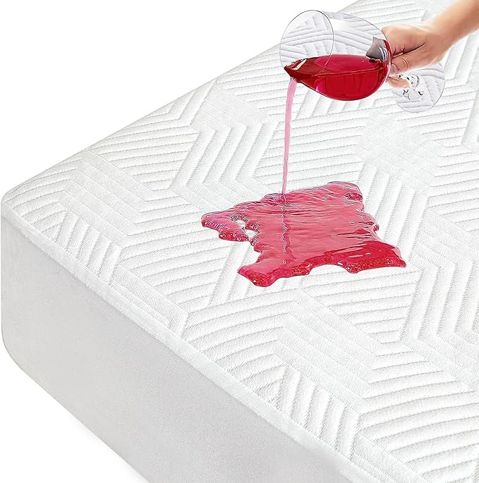 Cal King Size 100% Waterproof Mattress Protector: Cooling Bed Mattress Cover - Ultra Soft & Breathable 3D Air Fabric Mattress Pad Cover Fitted 8"-21" Deep Pocket - Noiseless Washable Vinyl Free