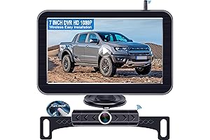 7" Wireless Backup Cam with DVR Monitor System for Trucks, Pickup, Car, Small RV, Camper
