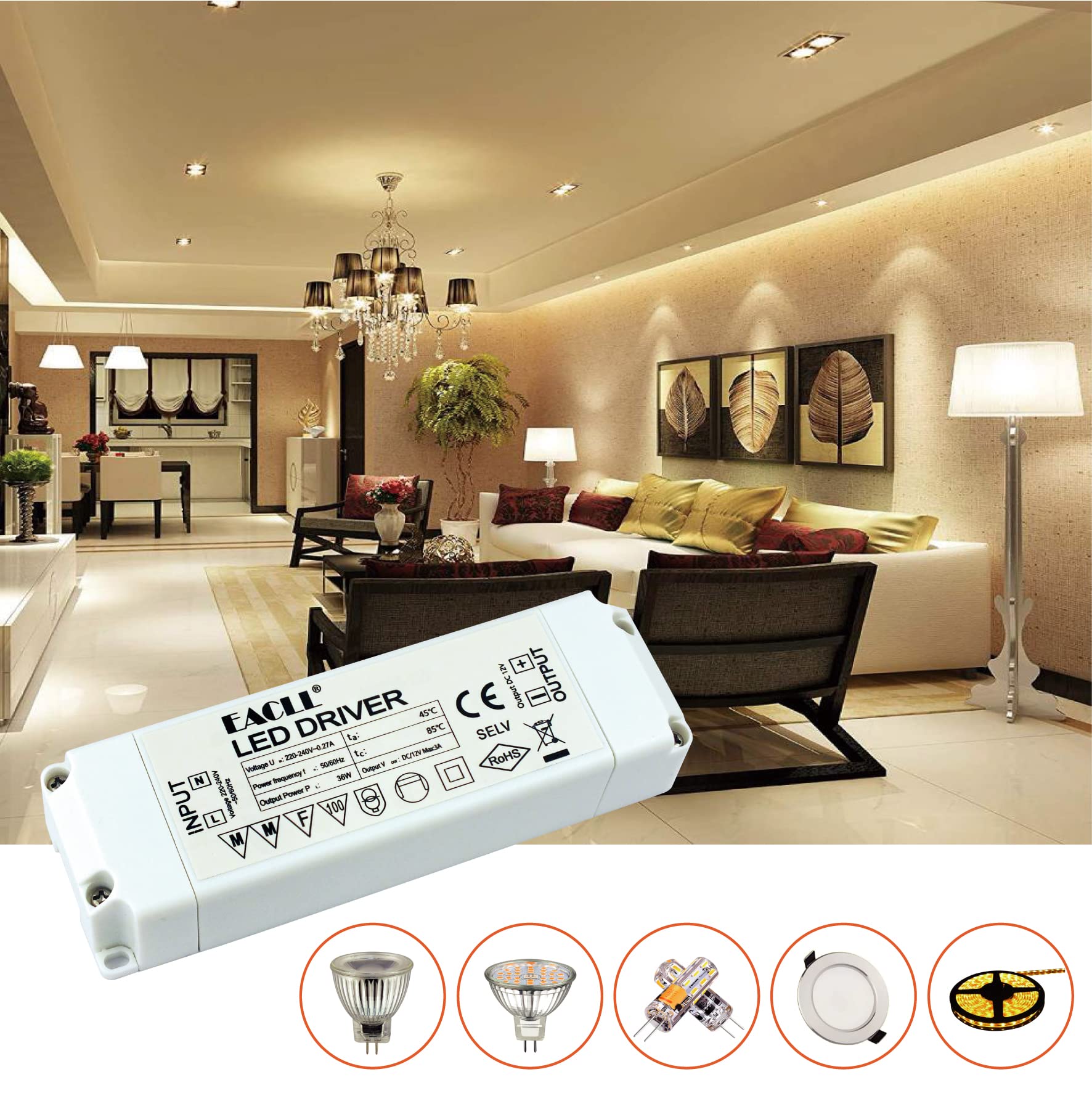 Alimentator de la 200-240V AC la 12V DC 3A (3000mA), cu mufa 5.5x2.5mm