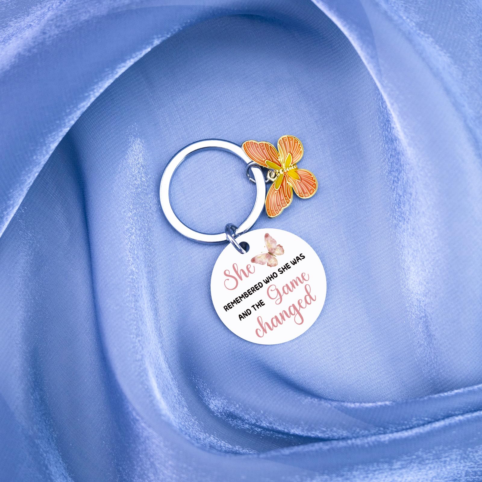 Breakup Gifts for Women Adults Divorce Gift for Her Cheer Up Inspirational Uplifting Positive Feel Better Gift Pink Butterfly Decor New Begging Apreciation Gift Keychains for Women Bag Cham