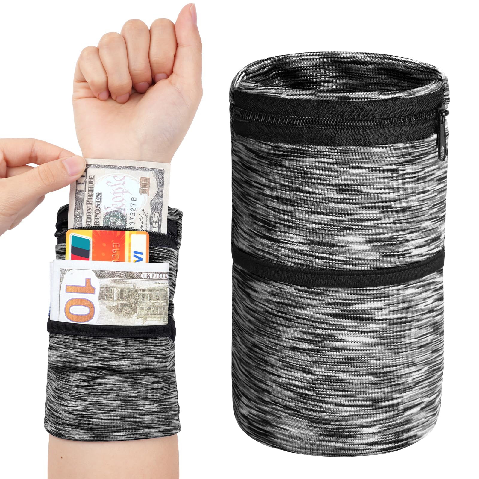 HAGOT Reißverschluss Handgelenk Beutel, Sport Turnhalle Basketball Armbänder, Saugfähige Handgelenk Schweißbänder, mit Reißverschluss Tasche, für Handball Fußball Tennis