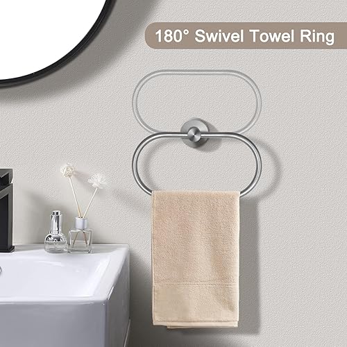 Miniatura 5 de Juego de 7 piezas de accesorios de baño, de acero inoxidable de níquel cepillado, montaje en pared, incluye barra de toalla de 16 pulgadas, soporte