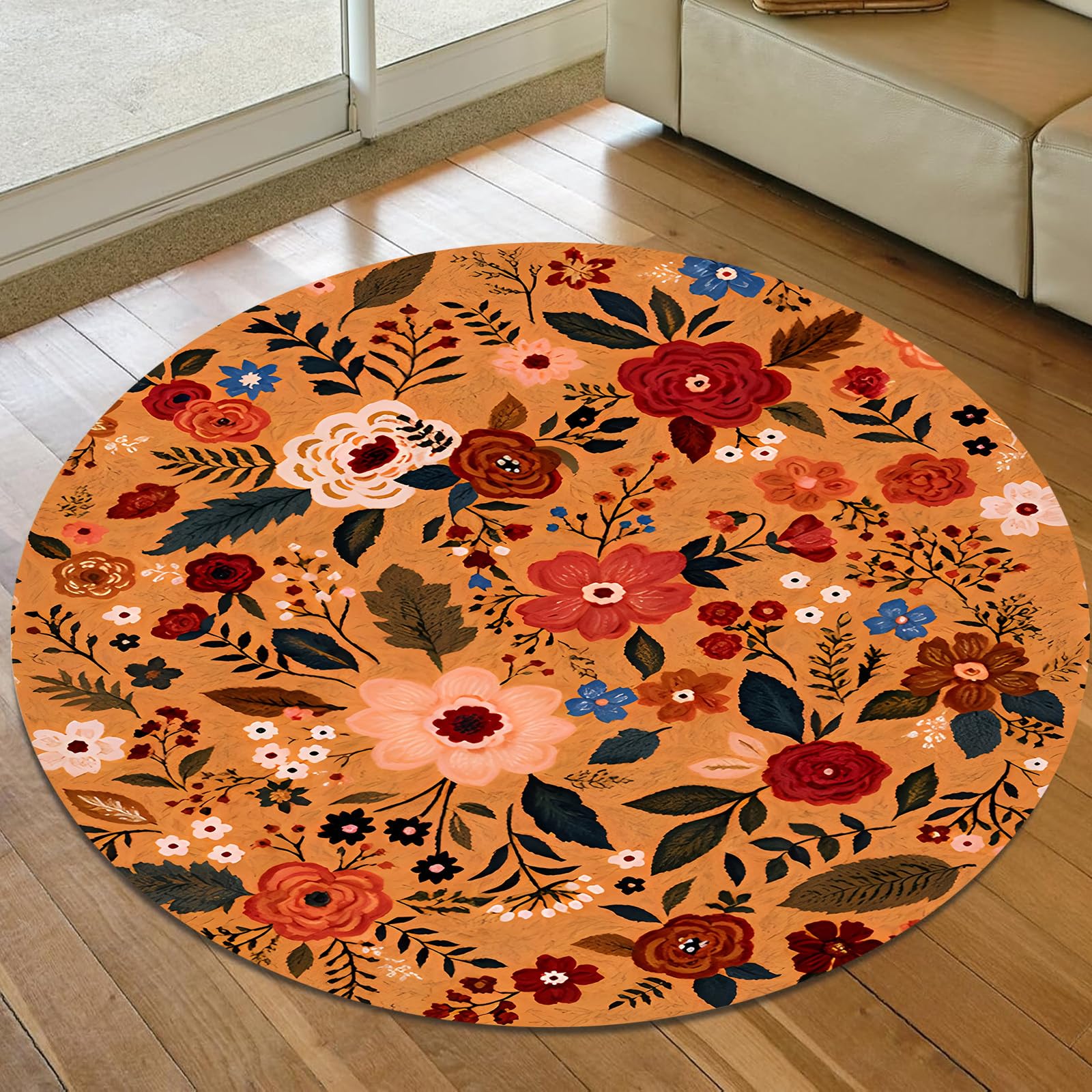 Tapis de salon poils ras ø 160 cm pour éliminer la poussière incrustée