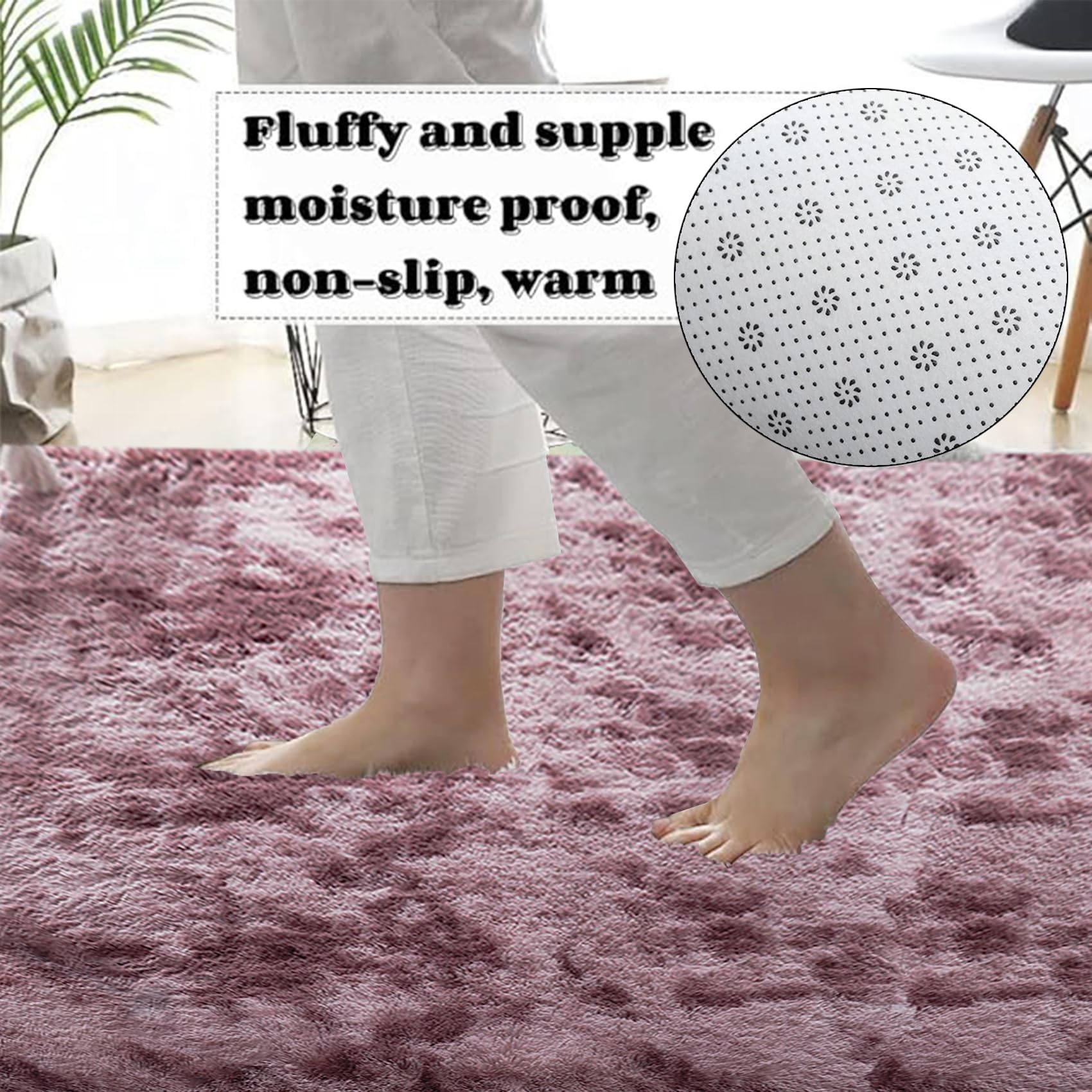 Alfombra Decorativa 110 x 145 cm, Súper Grueso Lavable a Máquina Duradero, Antimanchas, Resistente a La Humedad, Alfombras para Dormitorio, para Sala de Estar, Rosa Púrpura