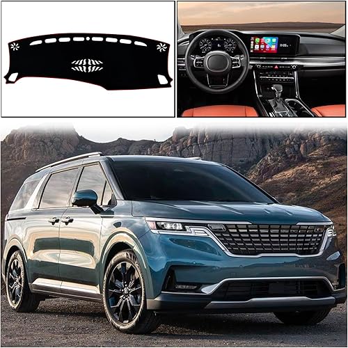 Miniatura 6 de Funda para salpicadero interior compatible con Kia Carnival KA4 Minivan LE EX SX y SX Prestige 2022 2023 2024 Protector de rayos UV (borde rojo)