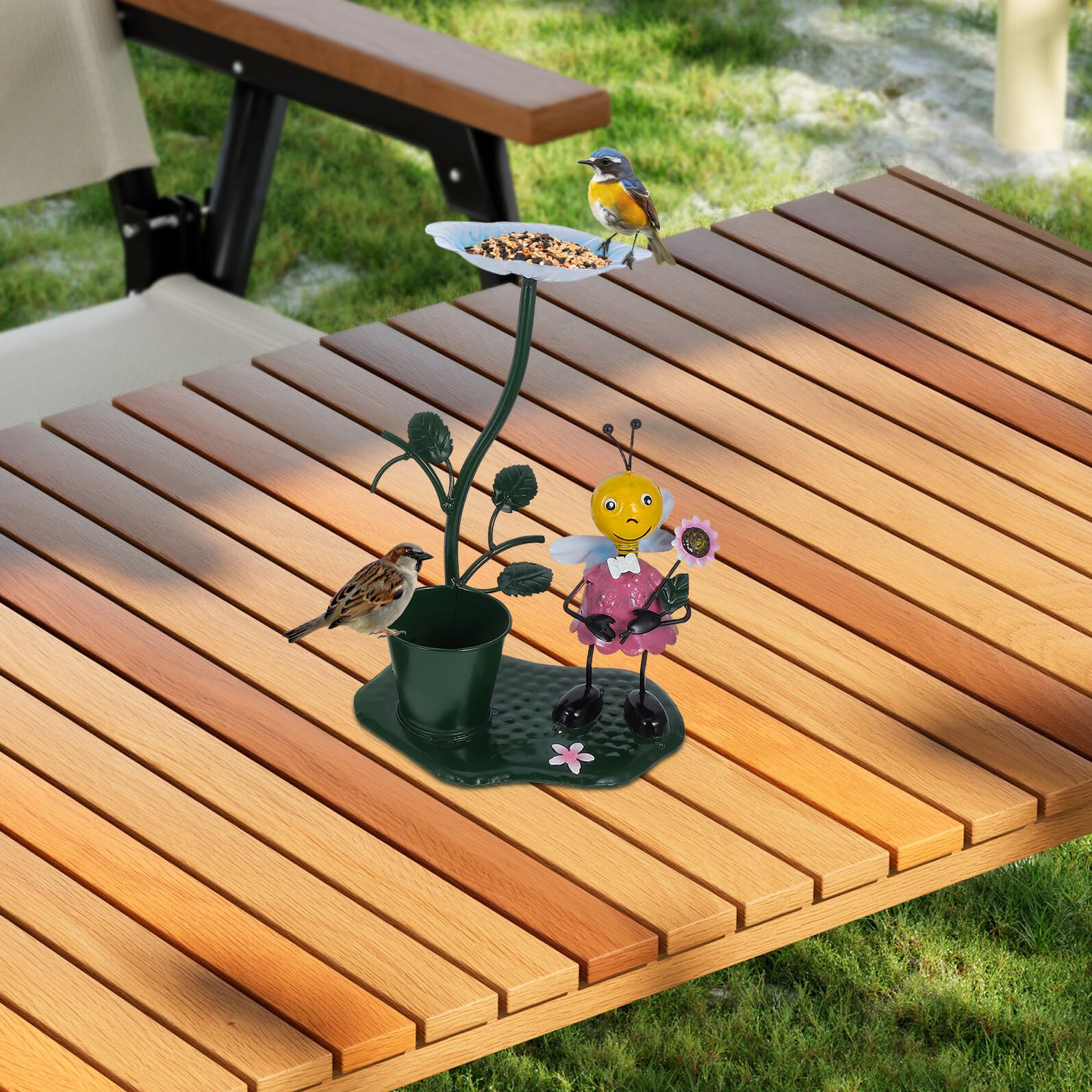 Gadpiparty 2 Pezzi Pz Mangimiere in Metallo per Uccelli da Esterno Statue Ornamentali per Giardino Prato e Balcone Decorazioni da Cortile per Attirare Volatili e Abbellire Spazi All Aperto