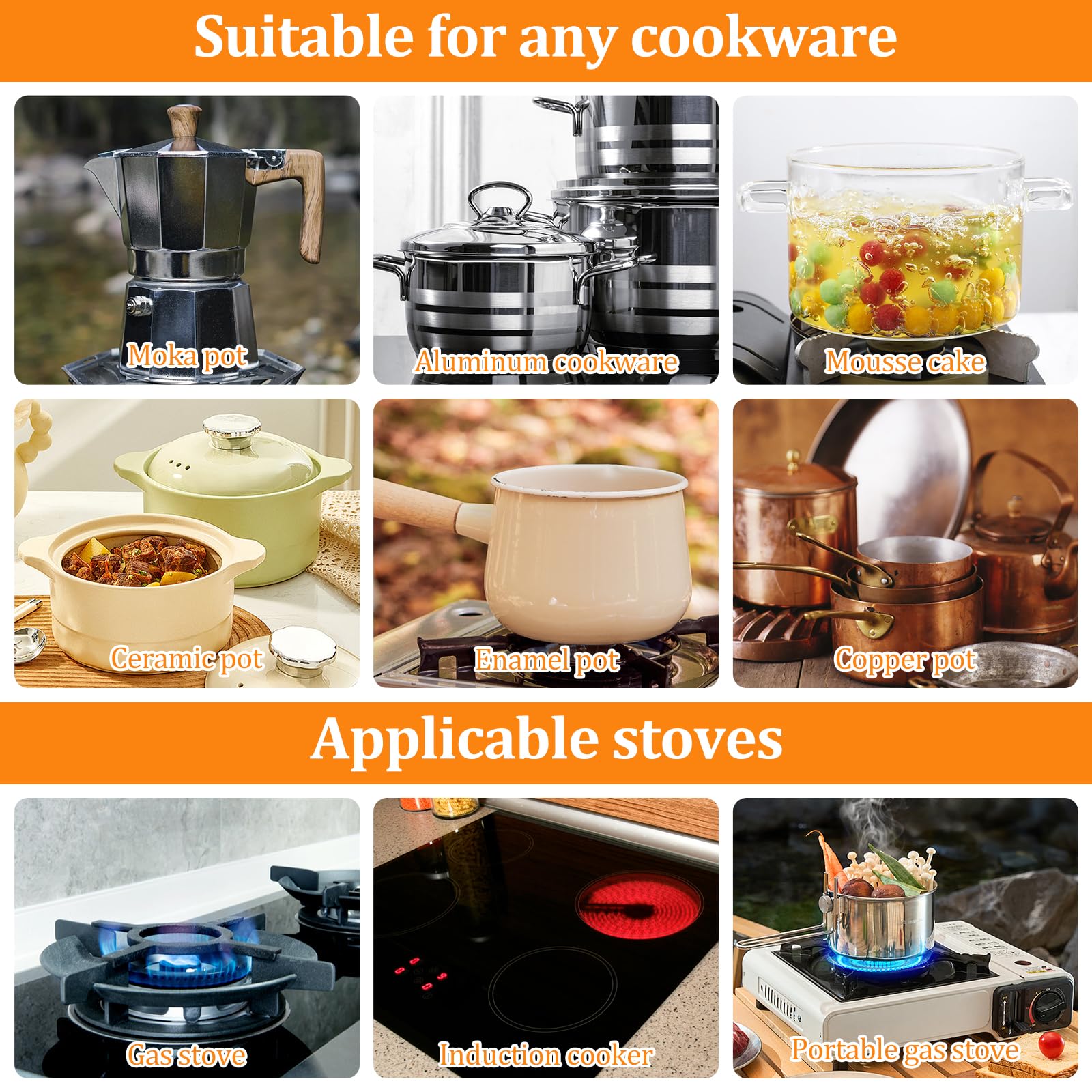 Adattatore Induzione Moka Adattatore Per Piano Induzione - 20 Cm, Con Manico Staccabile, Per Pentole Non Magnetiche Piastra Per Piano Cottura