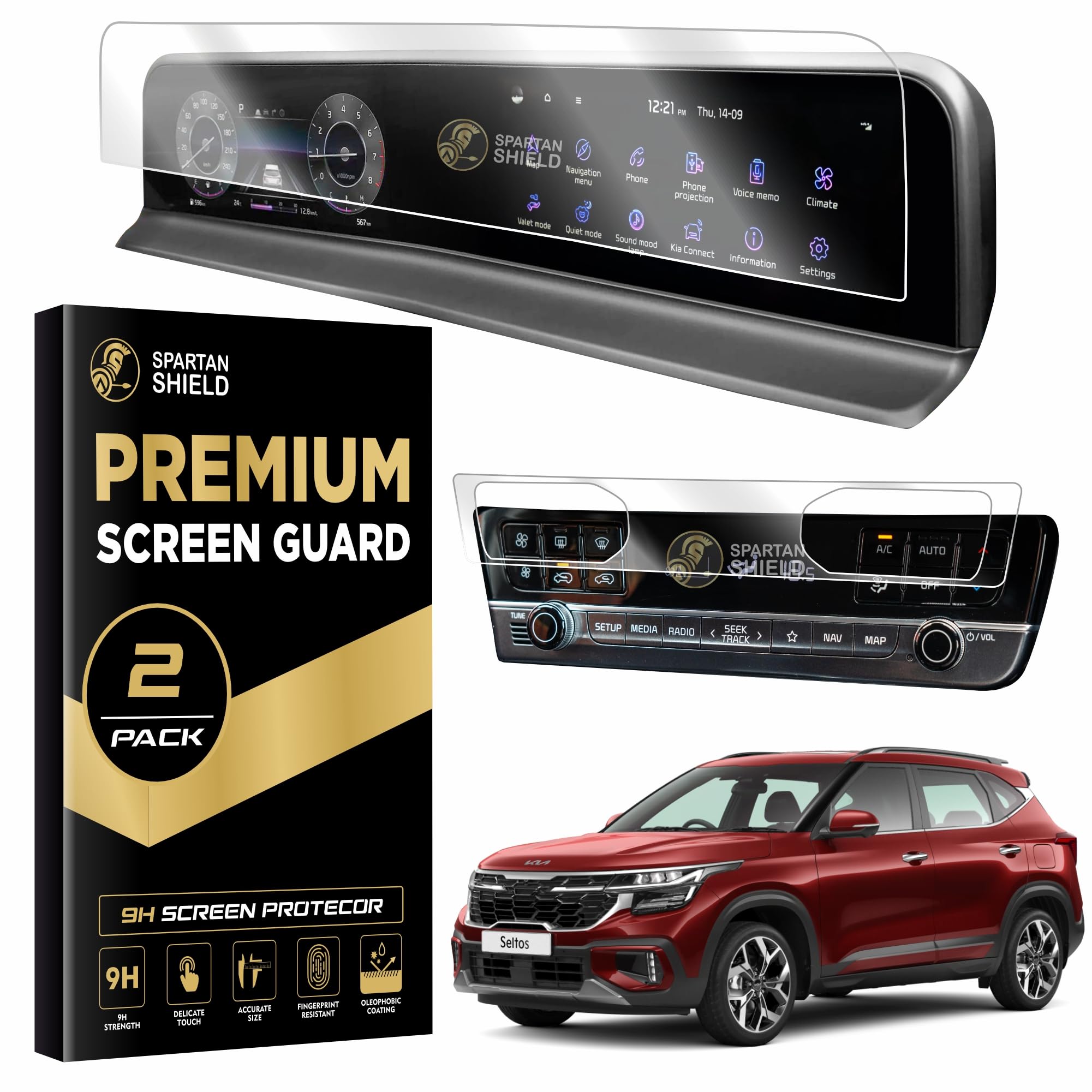 Spartan Shield 9H Screen Guard For NEW KIA SELTOS 2023 FACELIFT || DUAL FULL TOUCHSCREEN INFOTAINMENT Display Protector || Car Music System Accessory - Glossy [Not Tempered Glass] (HTX HTX+ GTX+) (B0CJCT8ZZK) Amazon Price History, Amazon Price Tracker