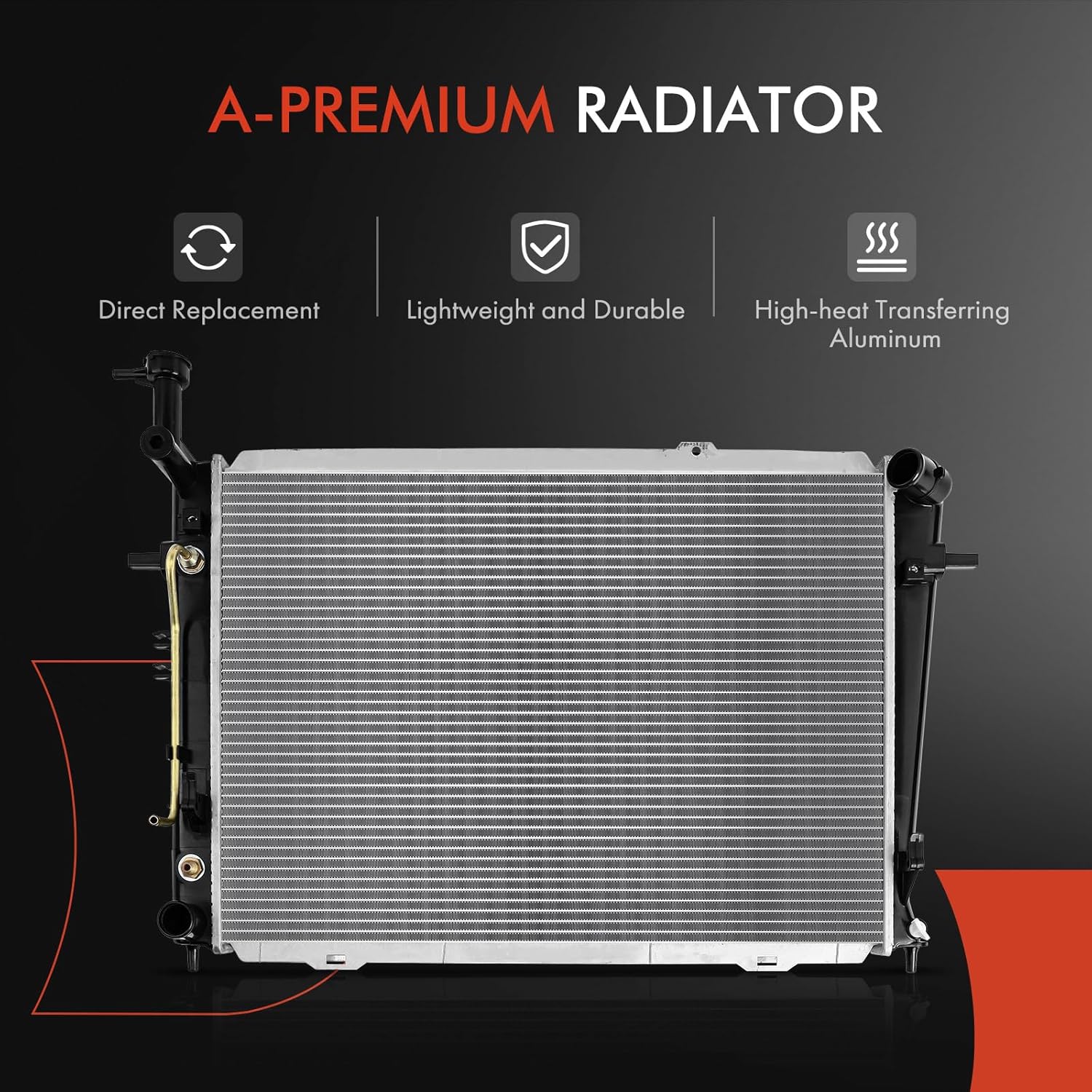 A-Premium Engine Coolant Radiator Assembly with Transmission Oil Cooler Compatible with Hyundai Tucson 2005 2006 2007 2008 2009 V6 2.7L, with Manual A/C, Automatic Transmission, Replace# 253102E850