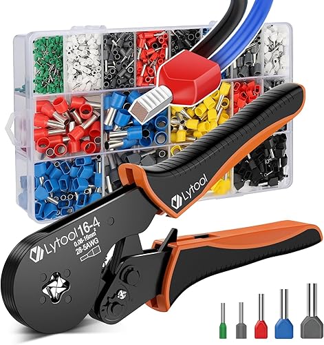 Kit de Herramientas de Crimpado de Virolas Lytool, Alicates Crimpadores de Alambre Lytool (AWG 28-5/0.08-16mm²), Kit de Virolas de Alambre con