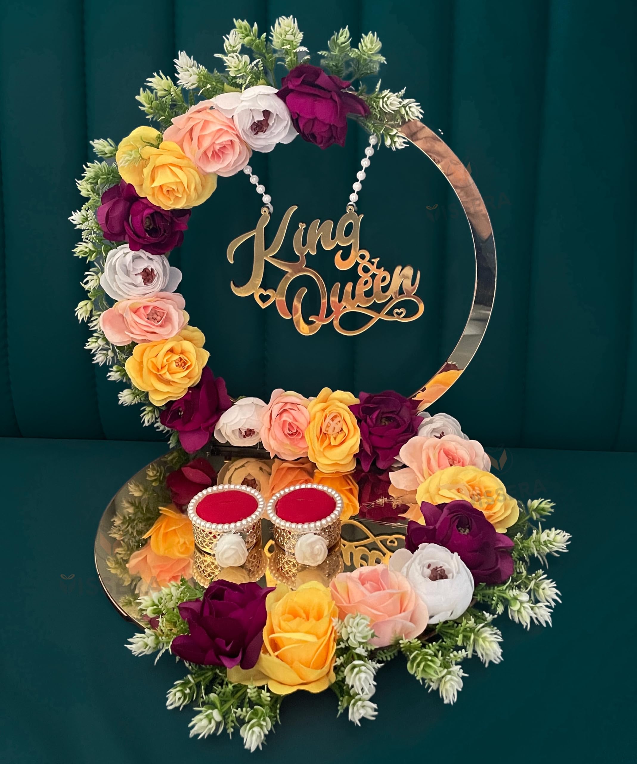 Customized Engagement Ring Platter Tray – Holder for Engagement Ceremony, Ring Plate for Bride & Groom, Personalized Engagement Decoration Plate, Perfect Gifting for Bride