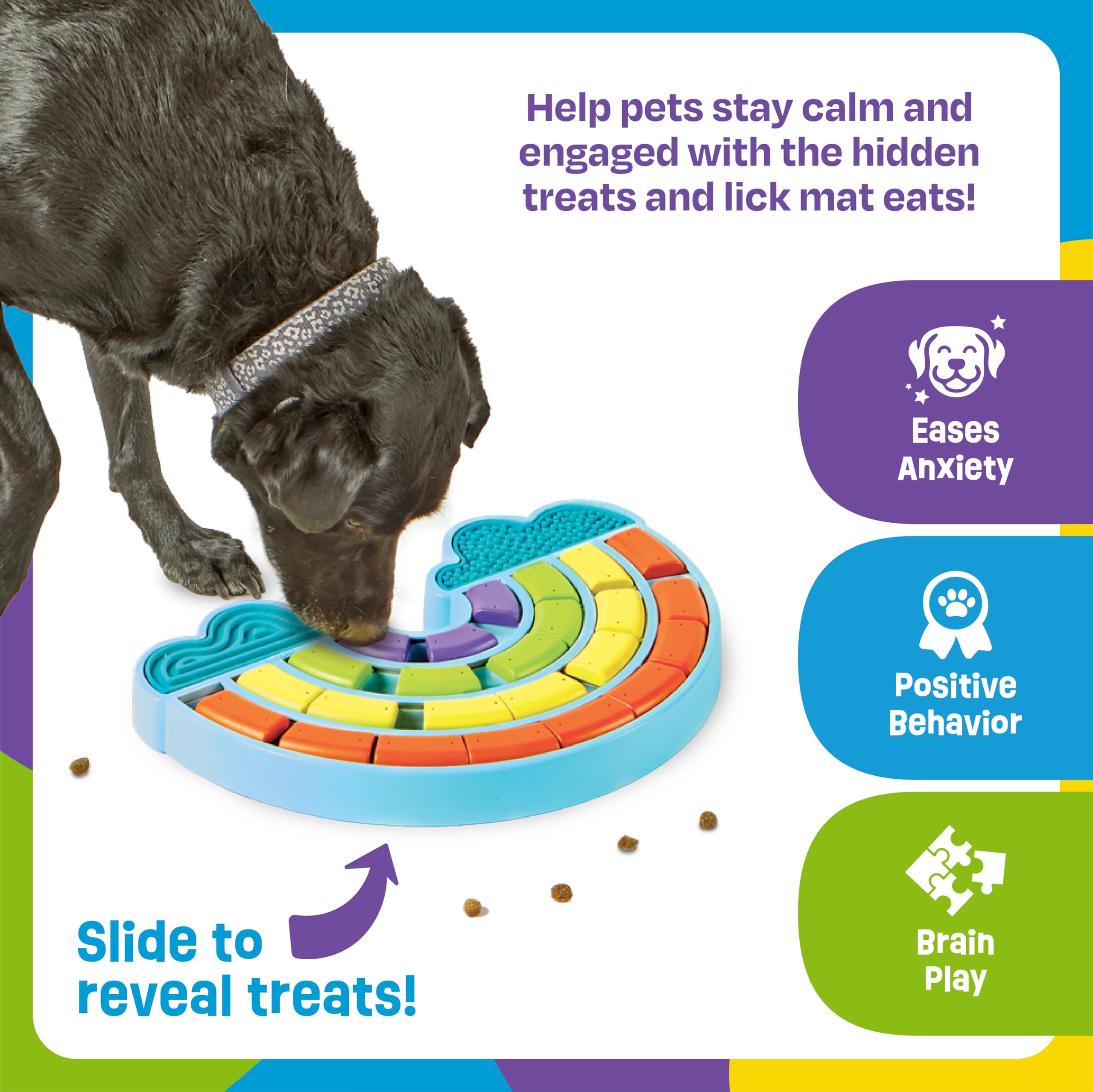 Brightkins Calming Rainbow Treat Puzzle & Lick Mats, Interactive Dog Toy, Lick Mat for Pet Training Slow Release Dog Feeding Mat - Image 4