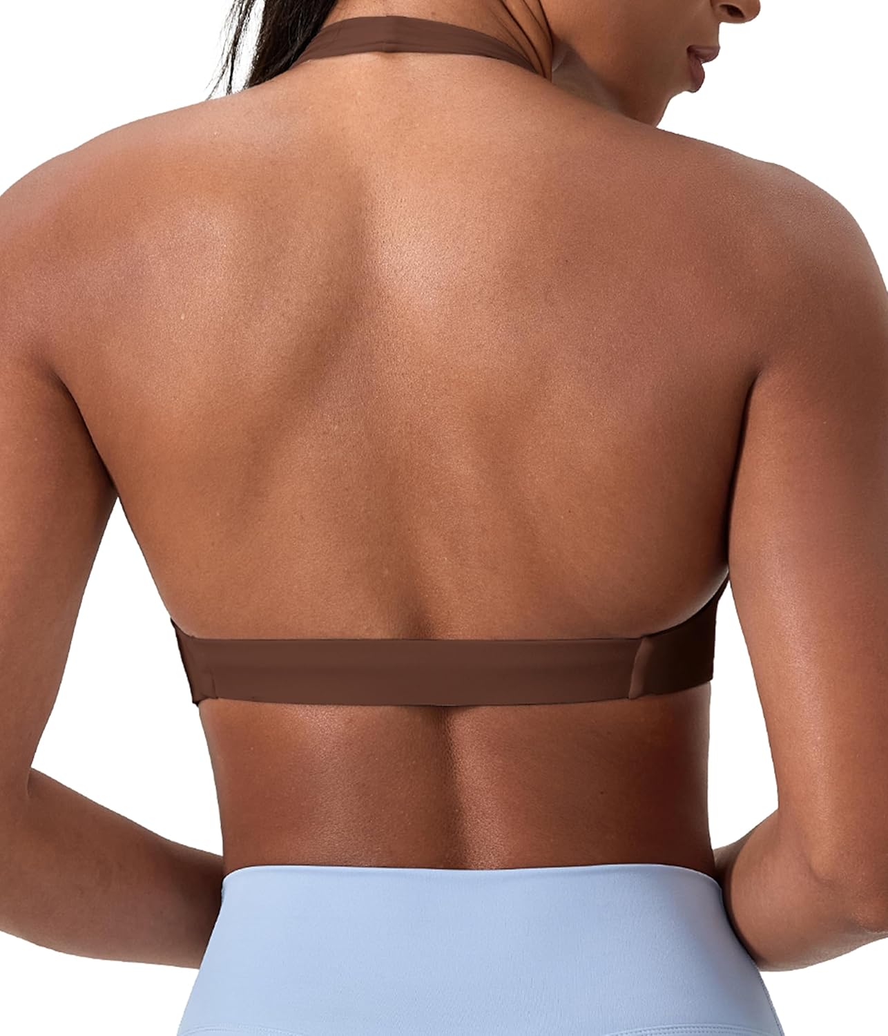 SPVISE Halter Sports Bras for Women Padded Yoga Bra Low Impact Gym Workout Bra Tank Open Back Twist Front V-Neck Everyday Bra - Image 2