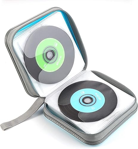 Miniatura 6 de alavisxf xx Estuche para CD, 48 capacidad de plástico duro para DVD con cremallera portátil para CD y disco de almacenamiento grande para viajes en