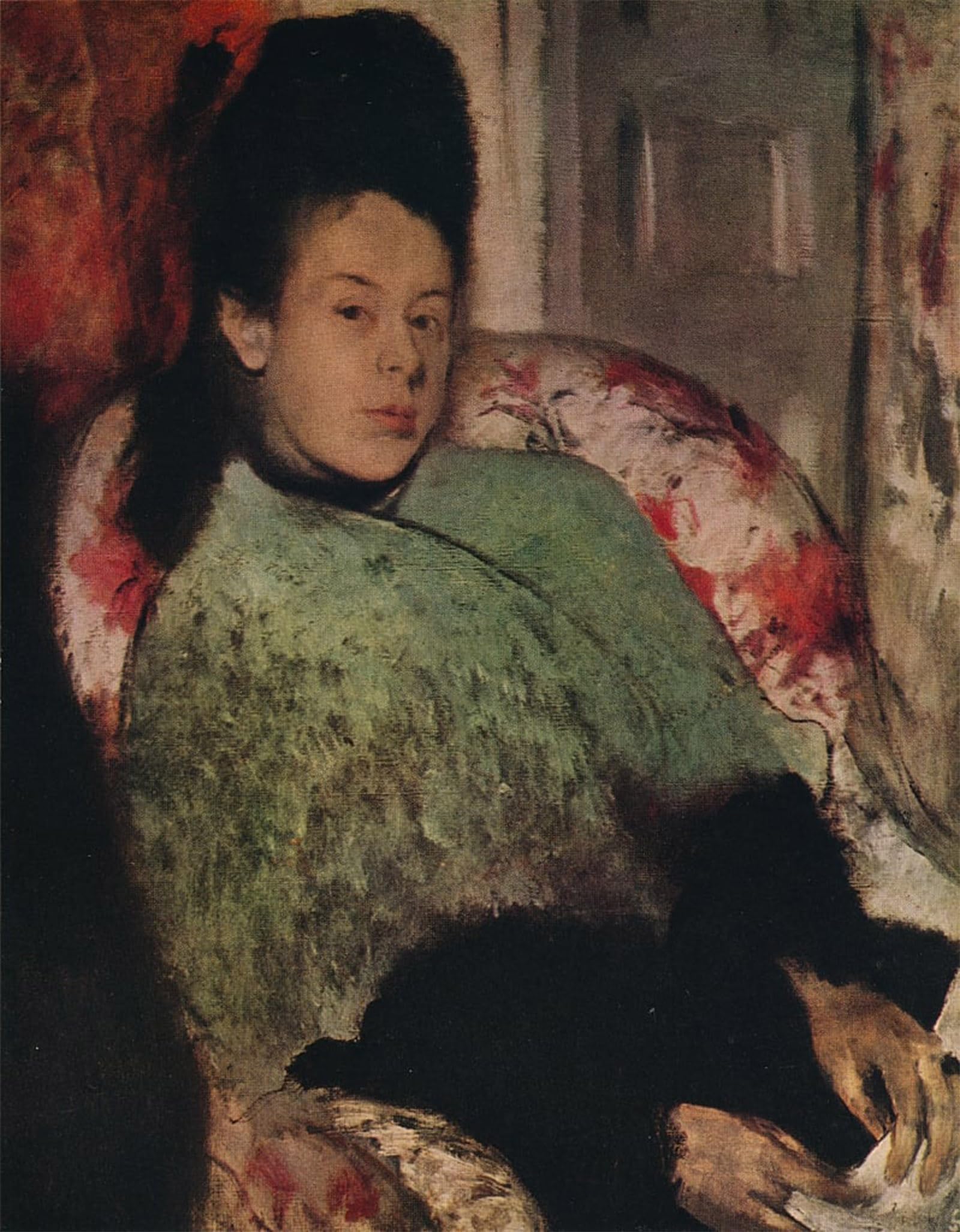 SERENDIPITP Abstract Painting Mural Print Picture Wall Decor Painting Portrait of Elena Carafa by Edgar Degas Vintage Wall Artwork for Home Decor 60x90cm