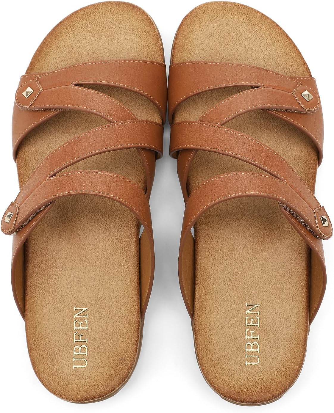 UBFEN Womens Slide Sandals Open Toe Comfortable Walking Casual Summer Beach Vacation Slip-on Flat Sandals