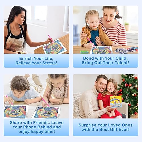 Miniatura 5 de Kits de pintura de diamantes 5D para niños y adultos con marco, puntada de bricolaje con gemas de diamante para niños, arte y manualidades para