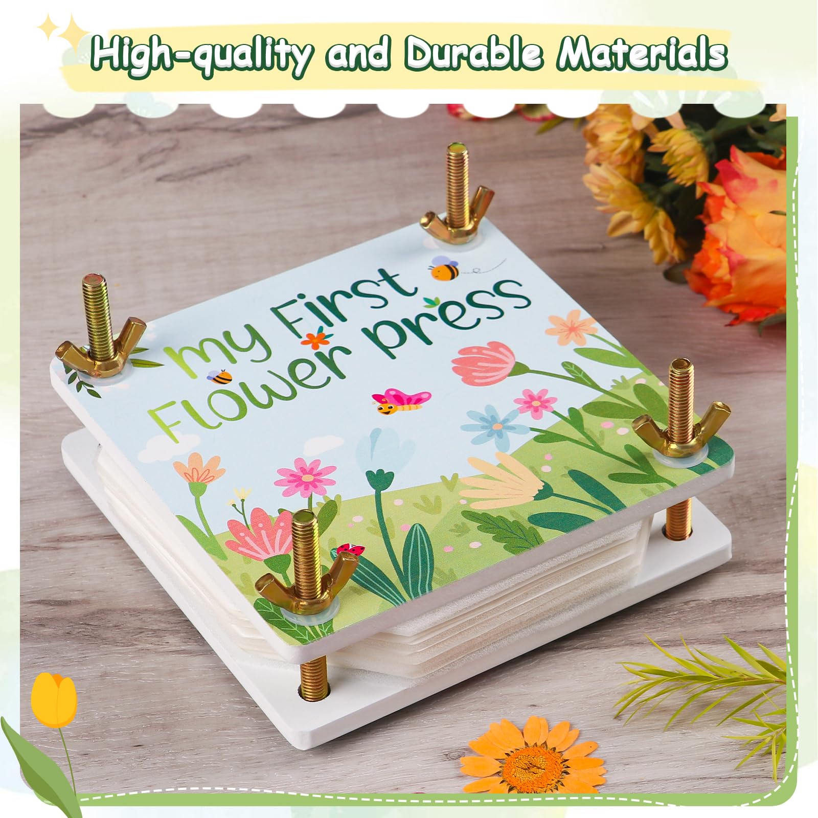 REFLYING Kit de Prensa de Flores, 6 capas prensadas flor hoja planta preservación espécimen, Kit de Manualidades Florales, para Niños Mayores de 6 Años