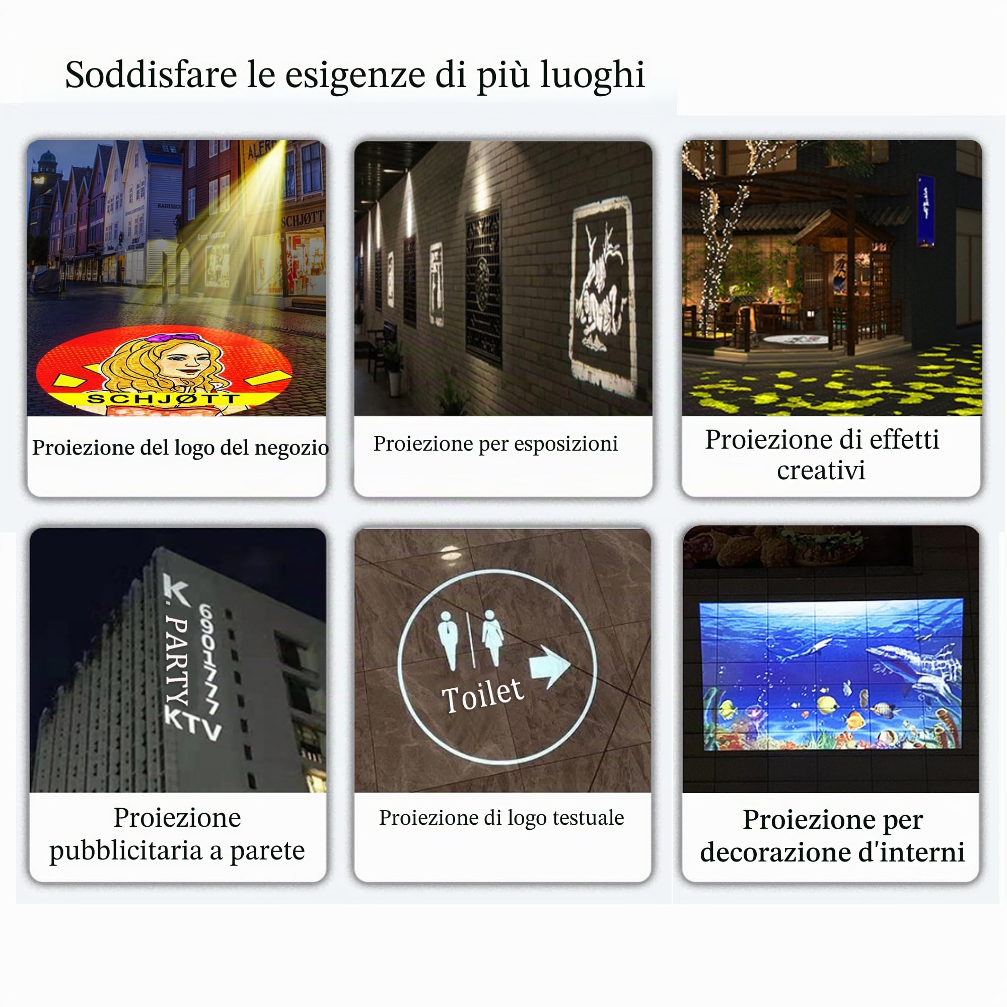 Proiettore logo personalizzato 20/60/110 W per negozio, pubblicità aziendale o parete esterna impermeabile HD LED decorazione della stanza dei bambini adulti (nero)